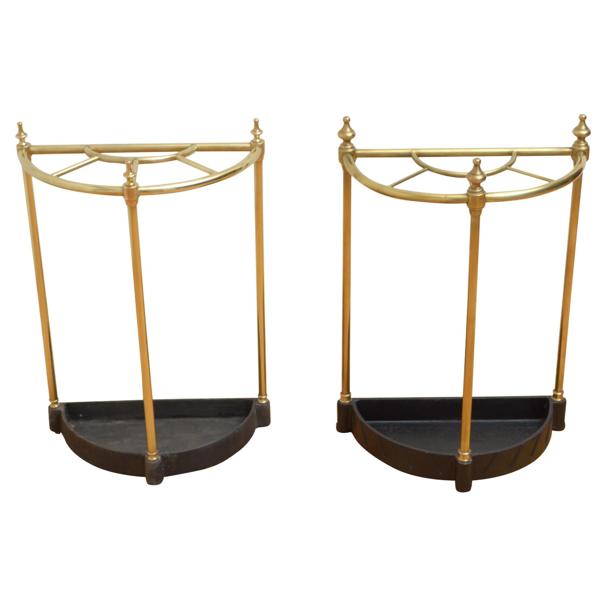 Matched Pair of Brass Umbrella Stands For Sale