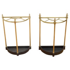 Vintage Matched Pair of Brass Umbrella Stands