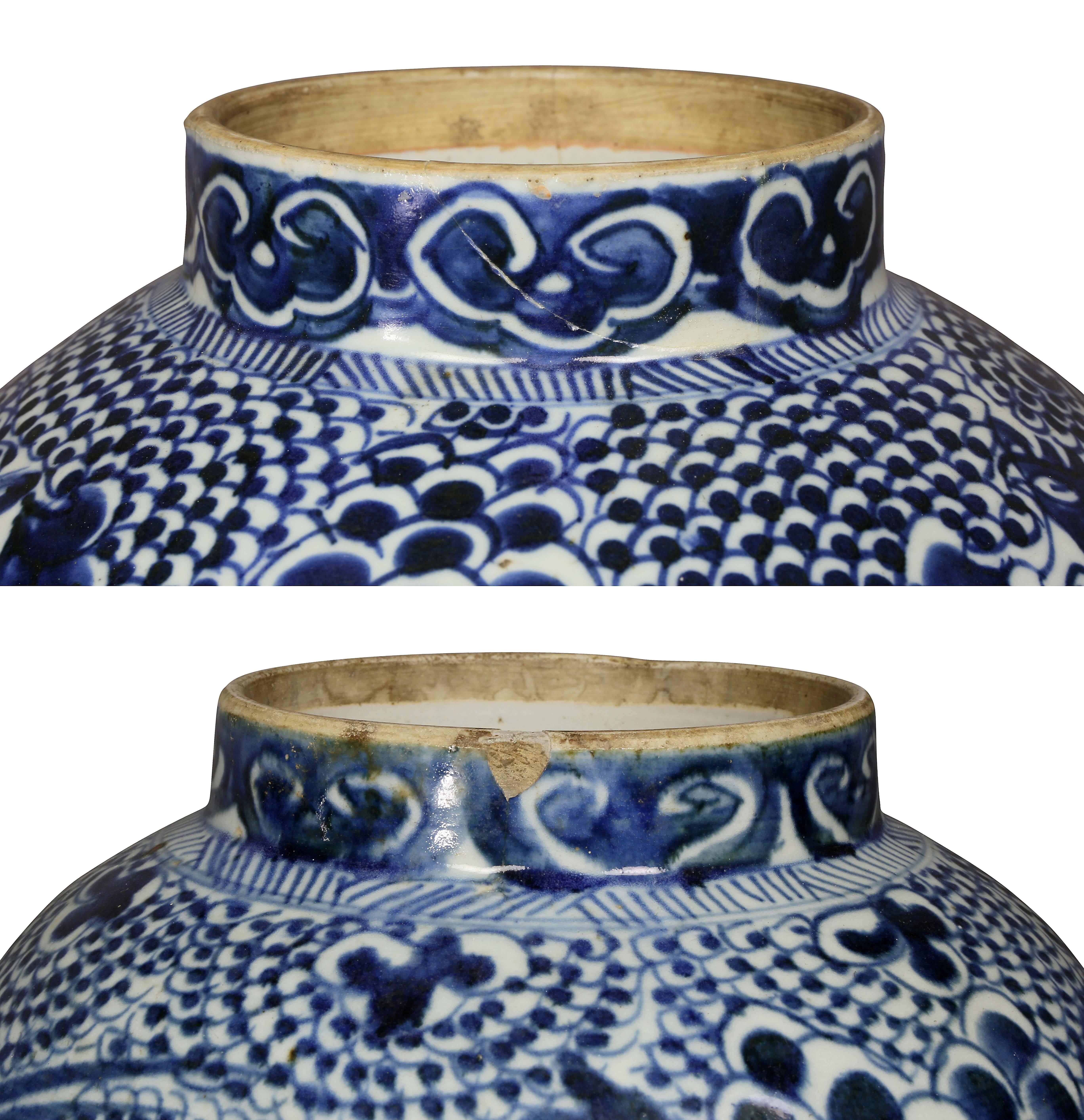 Matched Pair of Chinese Blue and White Covered Jars 1