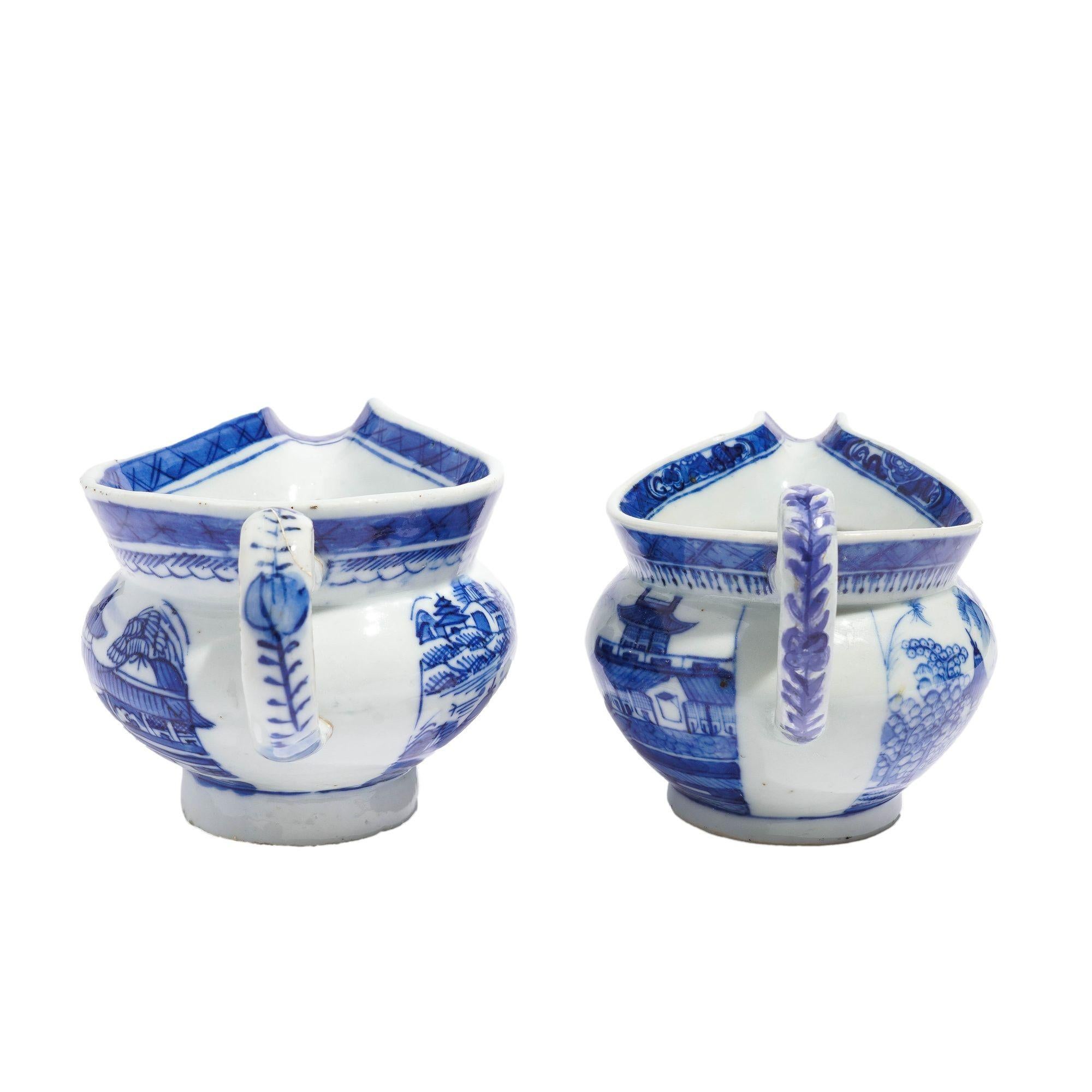 Matched pair of Chinese export porcelain pig snout creamers, c. 1820 For Sale 2