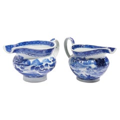 Matched pair of Chinese export porcelain pig snout creamers, c. 1820