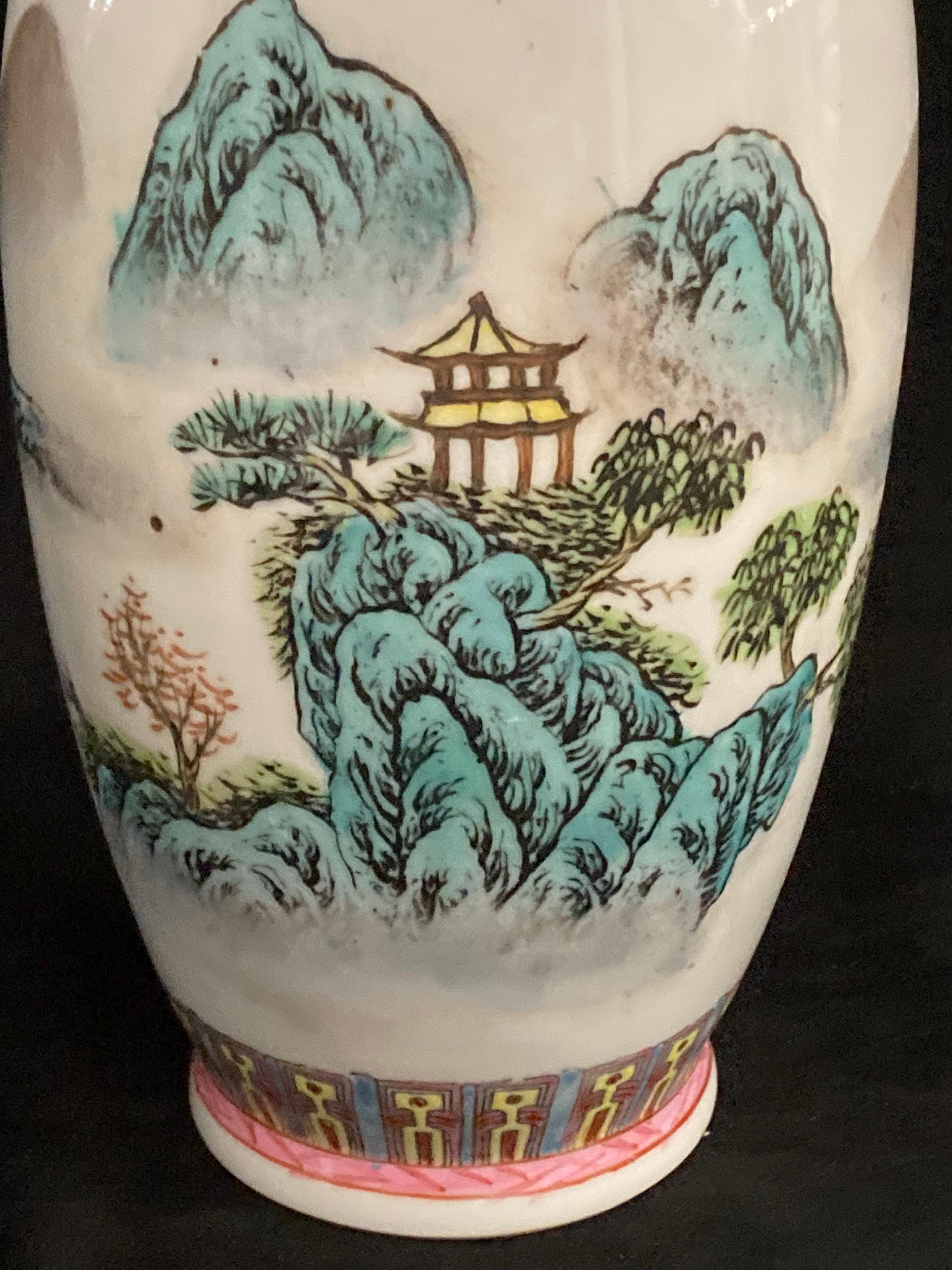 Matched Pair of Chinese Jingdezhen Famille Rose Porcelain Vases, Zhi Mark For Sale 4