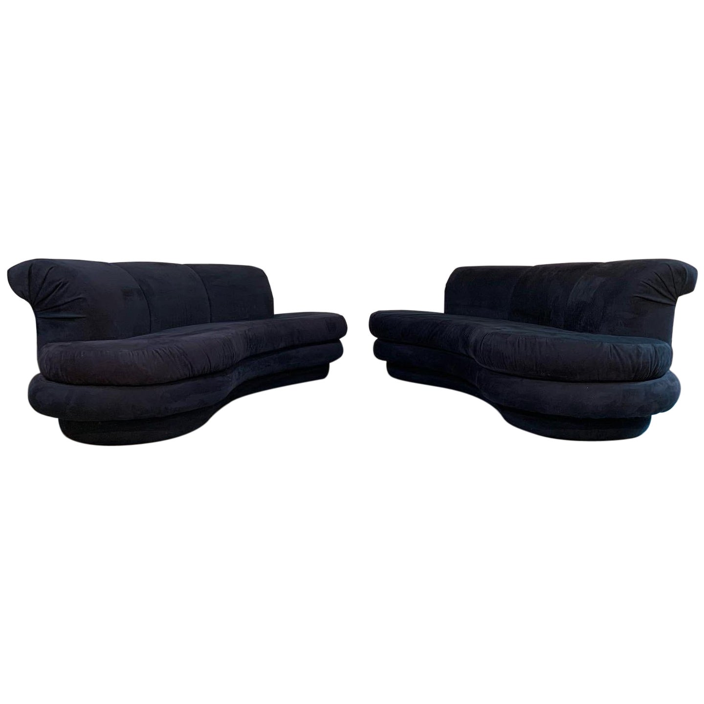 Matched Pair of Curved Kidney Sofas Attributed to Kagan For Directional