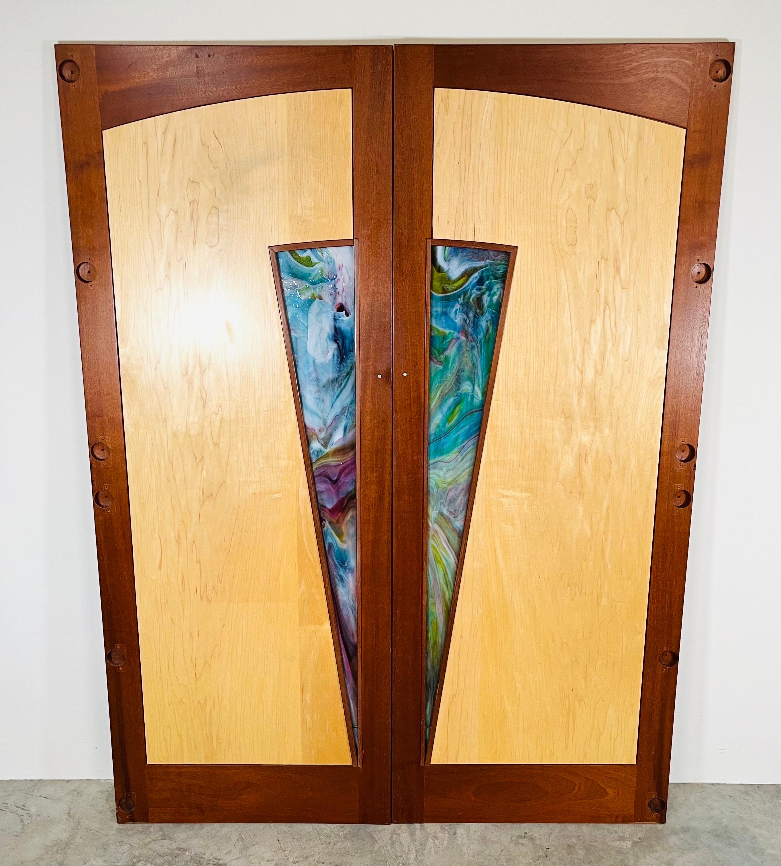 Matched Pair Of Custom Cabinet Or Cupboard Doors After Wharton Esherick For Sale 3