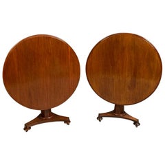 Matched Pair of Early 19th Century Regency Mahogany Tilt Top Tables