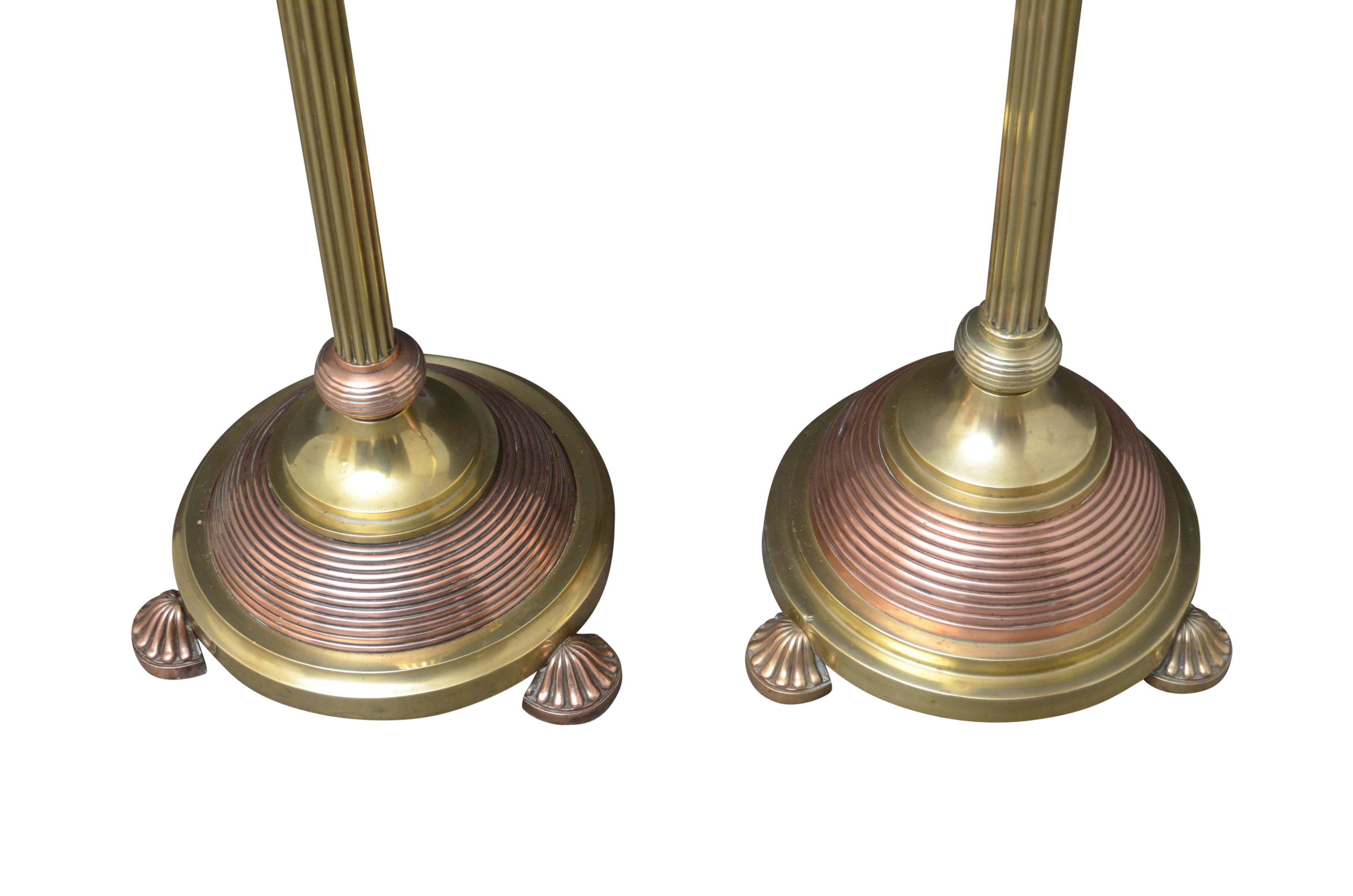 Matched Pair of Edwardian Copper And Brass Floor Standard Lamps 5