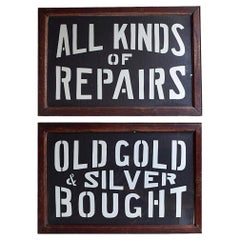 Matched Pair of Edwardian Milk Glass Shop Signs