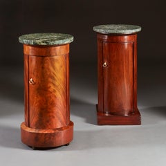 Pareja de Armarios Imperio de Caoba con Pedestal y Encimeras de Mármol Verde