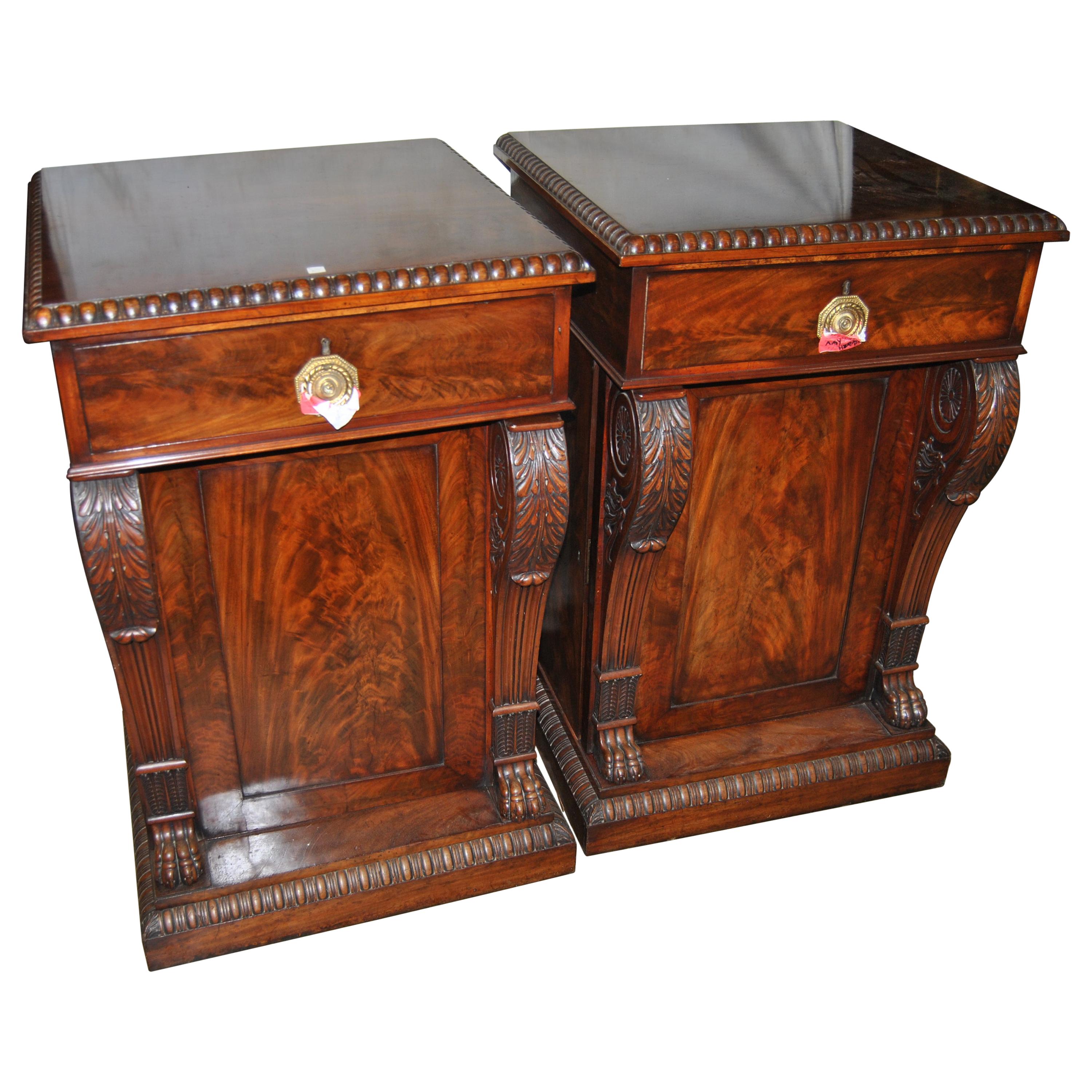 Matched Pair of English 19th Century Mahogany Pedestals / Stands / Cabinets