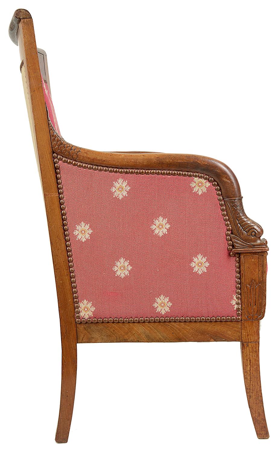 Matched Pair of French Empire Armchairs, 19th Century For Sale 7