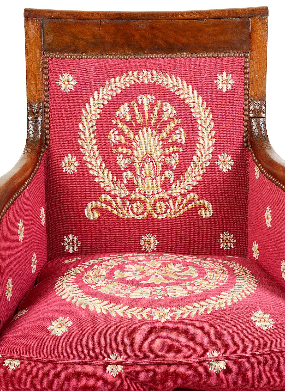 Matched Pair of French Empire Armchairs, 19th Century For Sale 9