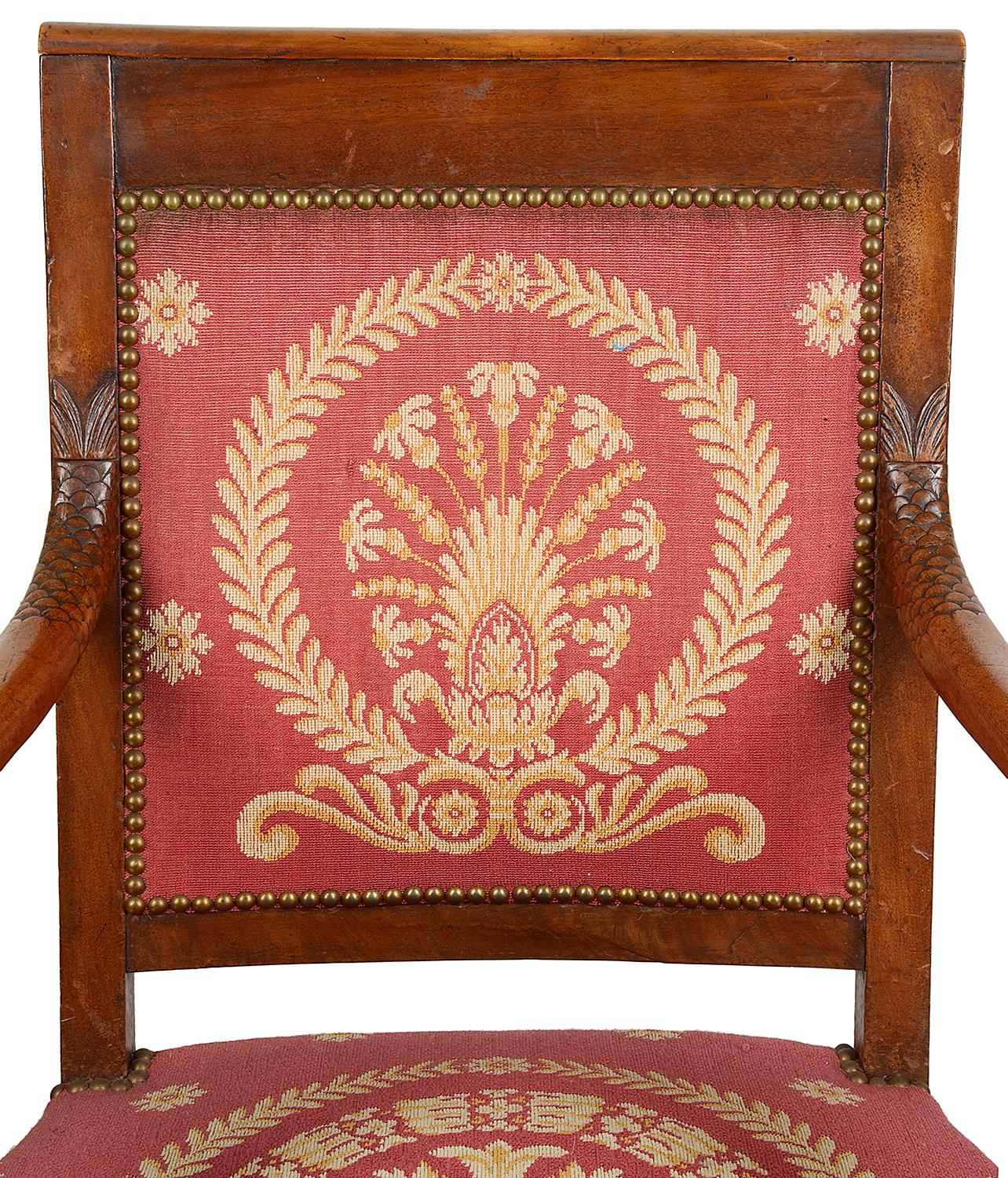 Matched Pair of French Empire Armchairs, 19th Century In Excellent Condition For Sale In Brighton, Sussex