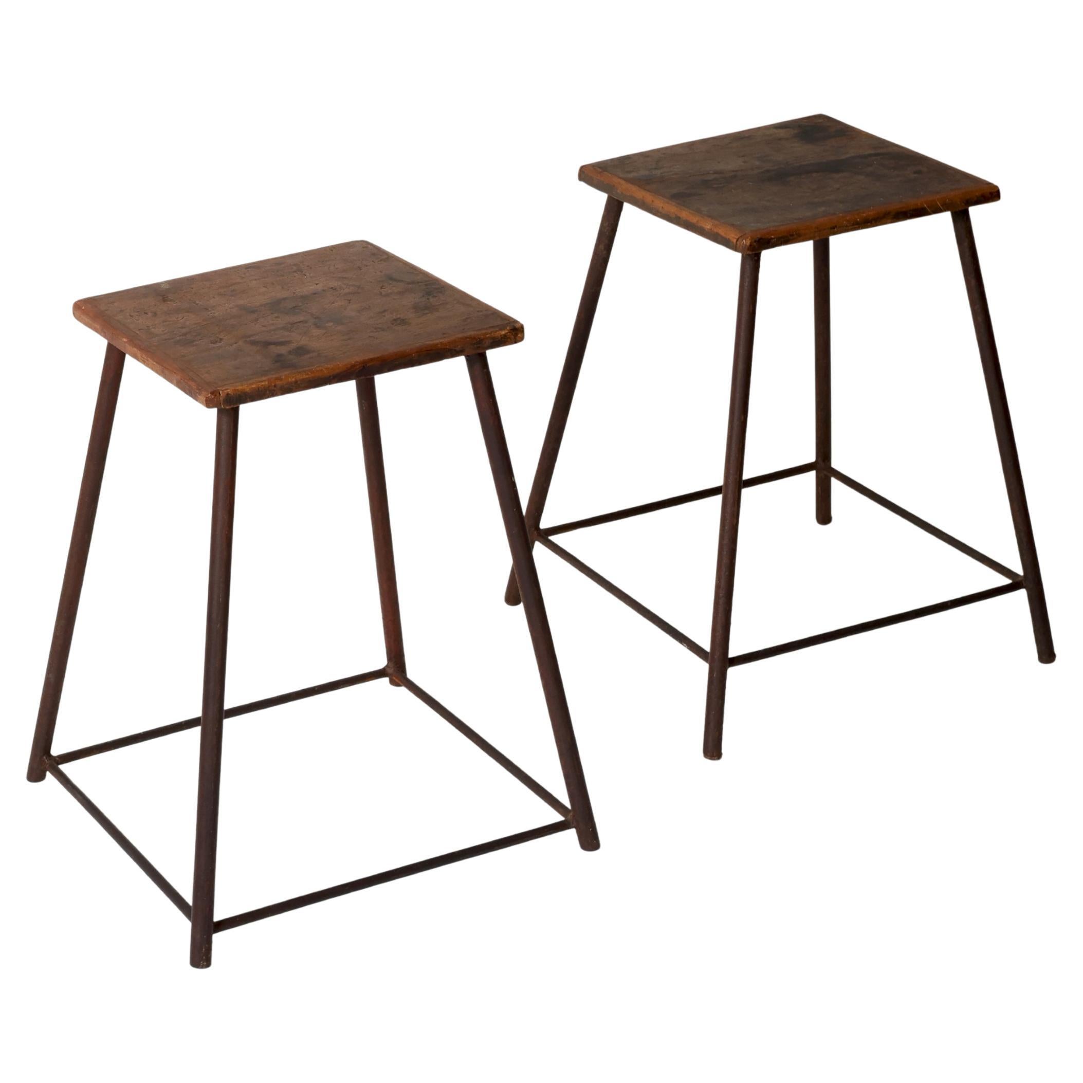 Matched Pair of French Modernist Engineered Stools For Sale