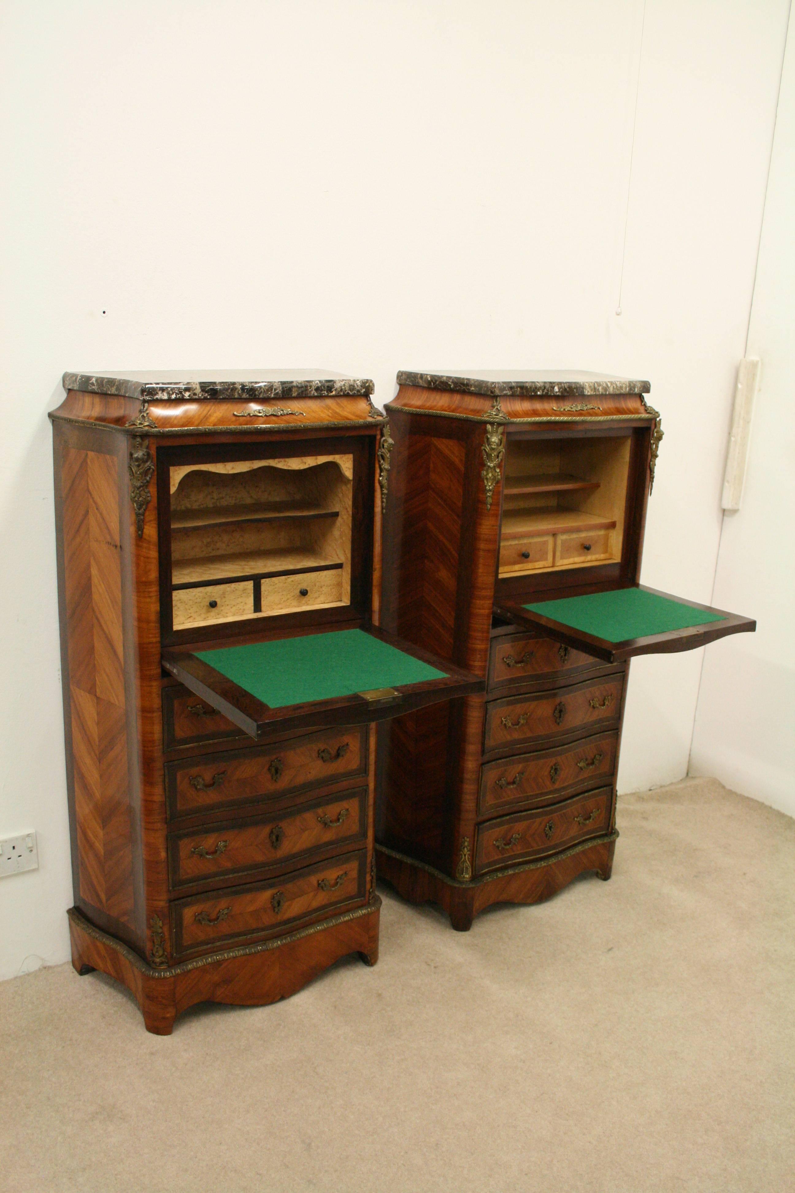 Matched Pair of French Ormolu Mount Secretaire Chests, circa 1880 2