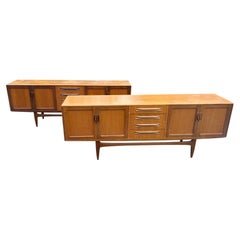 Matched pair of G-Plan Mid-century Modern blonde Fresco Sideboards by Gomme