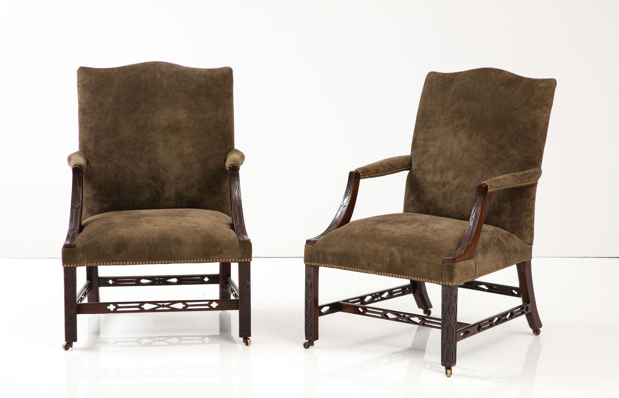 Matched Pair of George III Gainsborough Chairs In Good Condition For Sale In Greenwich, CT