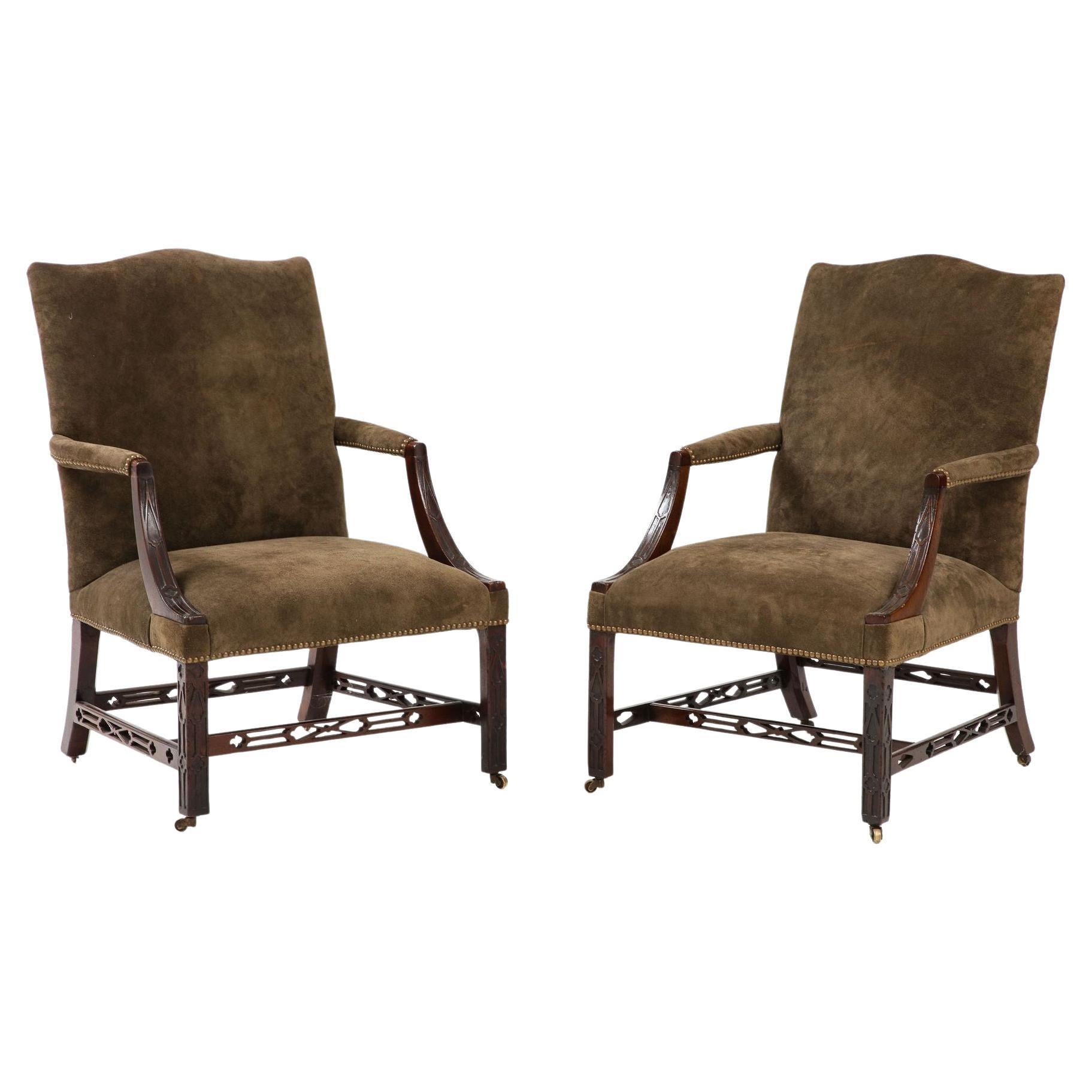 Matched Pair of George III Gainsborough Chairs For Sale