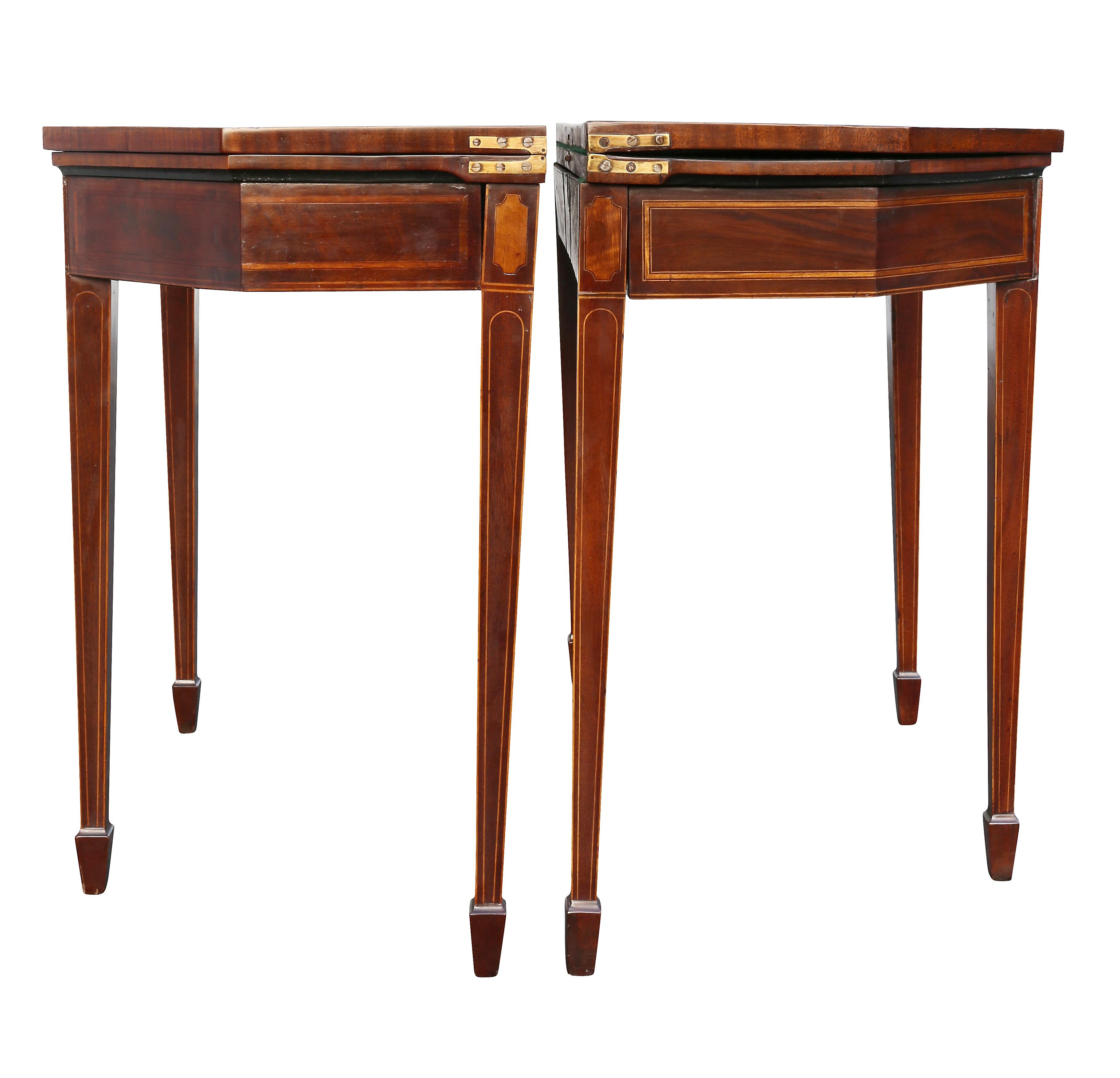 Matched Pair of George III Mahogany and Satinwood Games Tables 4