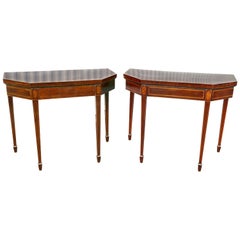 Matched Pair of George III Mahogany and Satinwood Games Tables