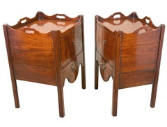 Matched Pair Of Georgian Mahogany Bedside Night Tables