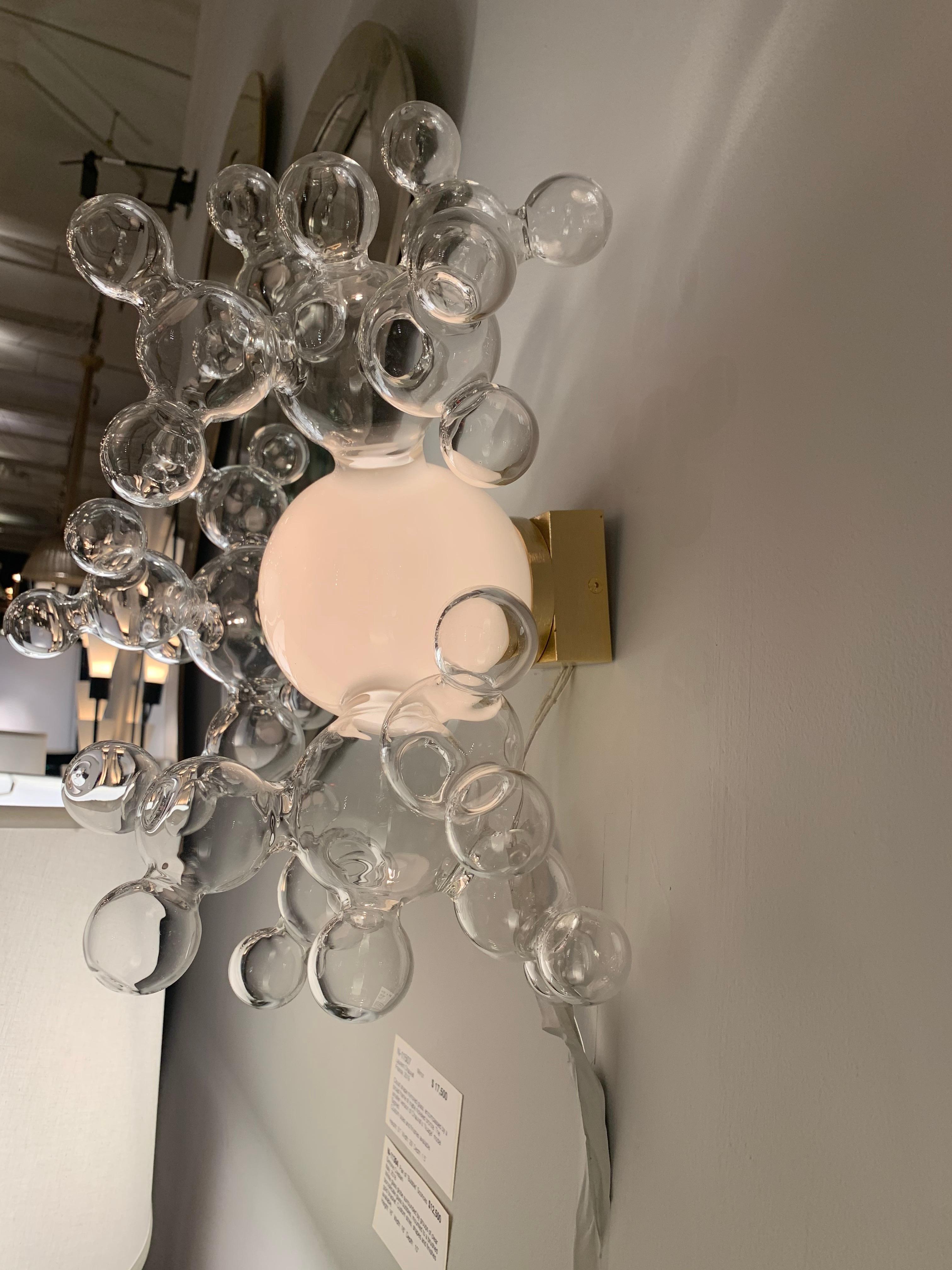 Brushed Matched Pair of Glass “Bubble” Sconces by Simone Crestani, Italy, 2018 For Sale