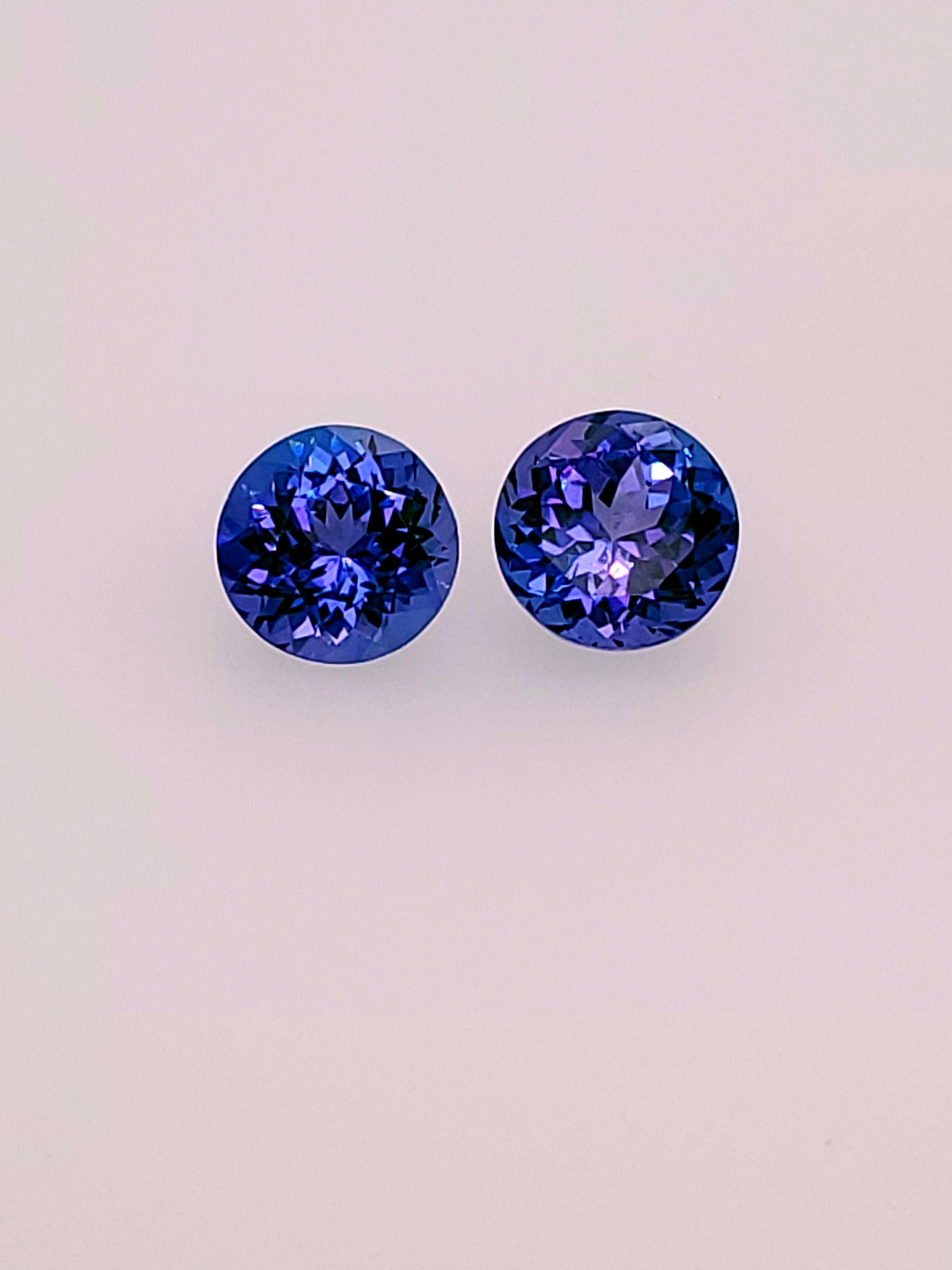 The title says it all!   Matched Pair of Glowing Blue 8mm Tanzanites - weighing 4.26ct.  We looked and examined a large number of 8mm Round Tanzanites looking for a really good matched pair.  It is not easy, especially with Tanzanite!   For a good