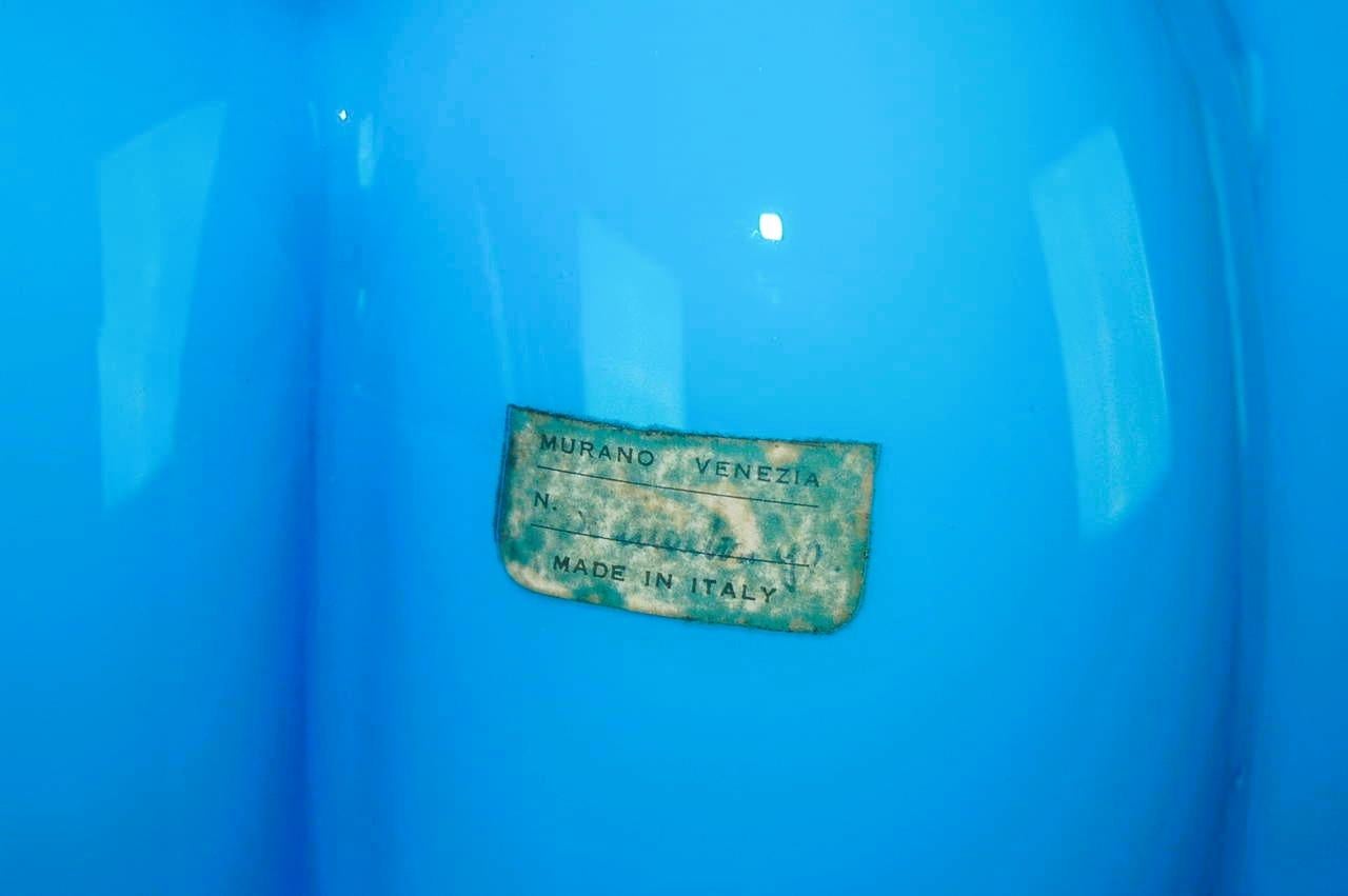20ième siècle Paire d'énormes lampes 'Pomodoro' de Murano en bleu céruléen assorties en vente