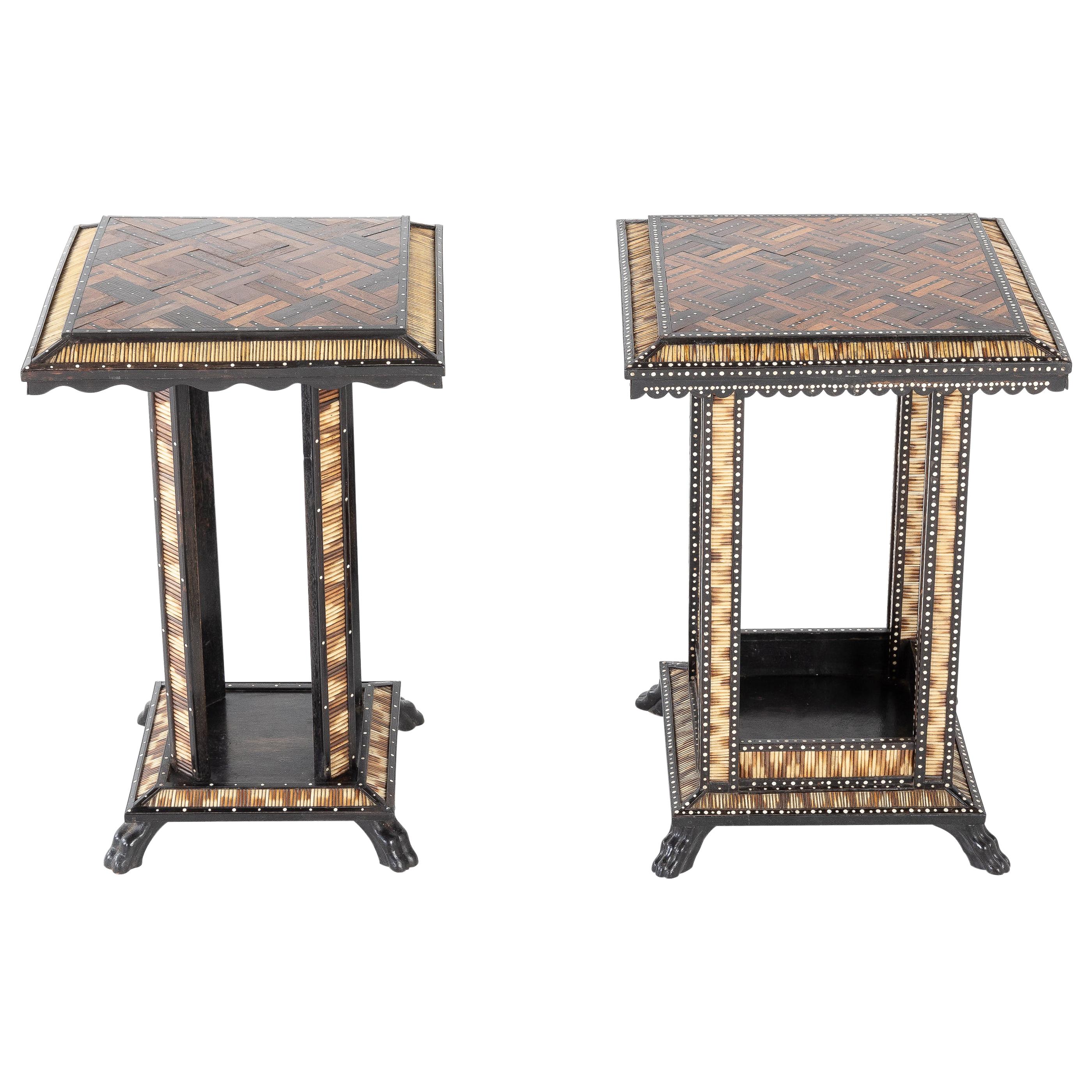 Matched Pair of Late 19th Century Ceylonese Porcupine Occasional Tables