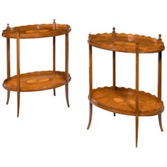Matched Pair of Late Victorian Satinwood Tray Tables