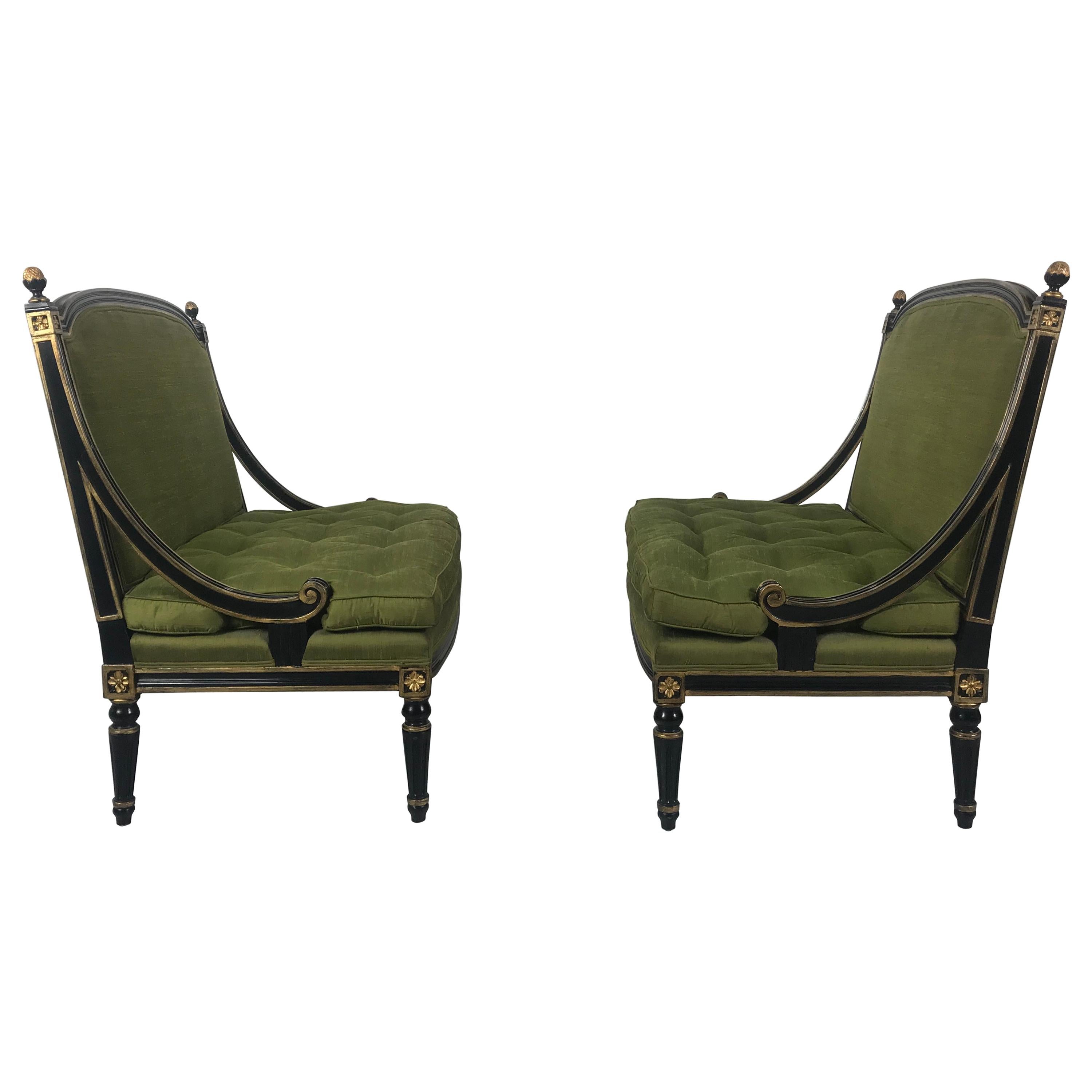 Matched Pair of Louis XV Style Lacquered and Gilt Settee's, Loveseats