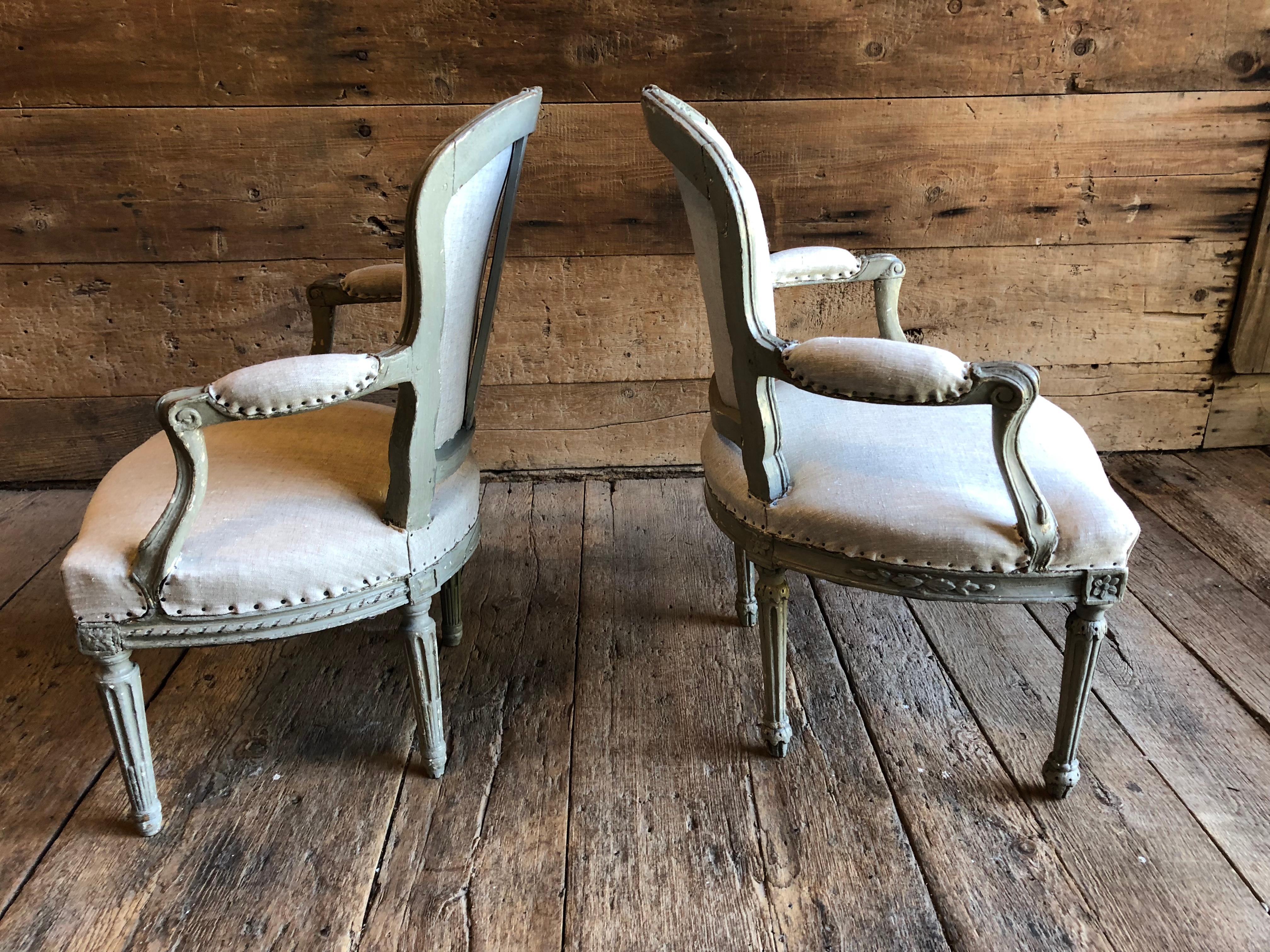 Matched Pair of Louis XVI Armchairs, 1780s 4