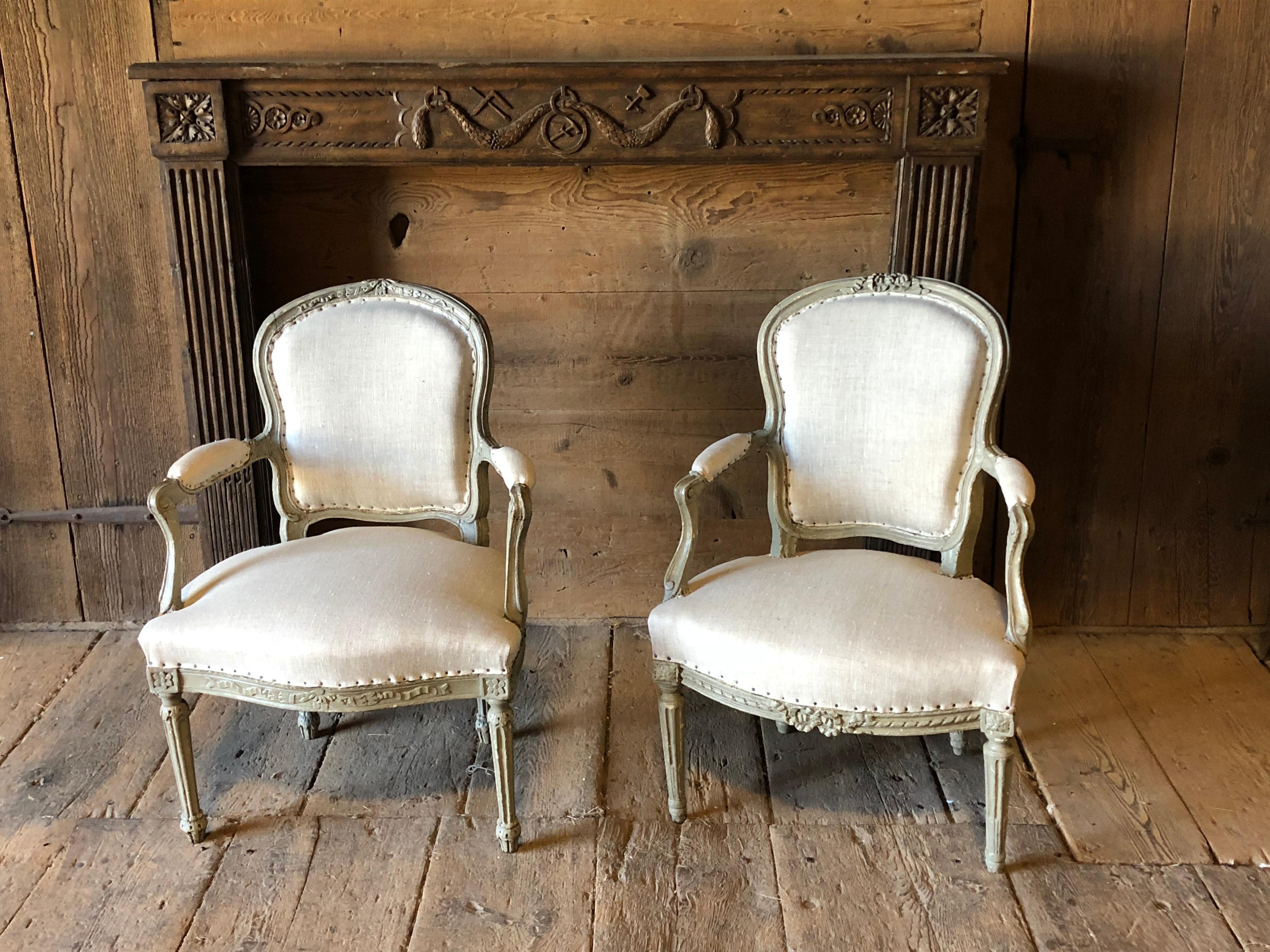 Matched Pair of Louis XVI Armchairs, 1780s 8