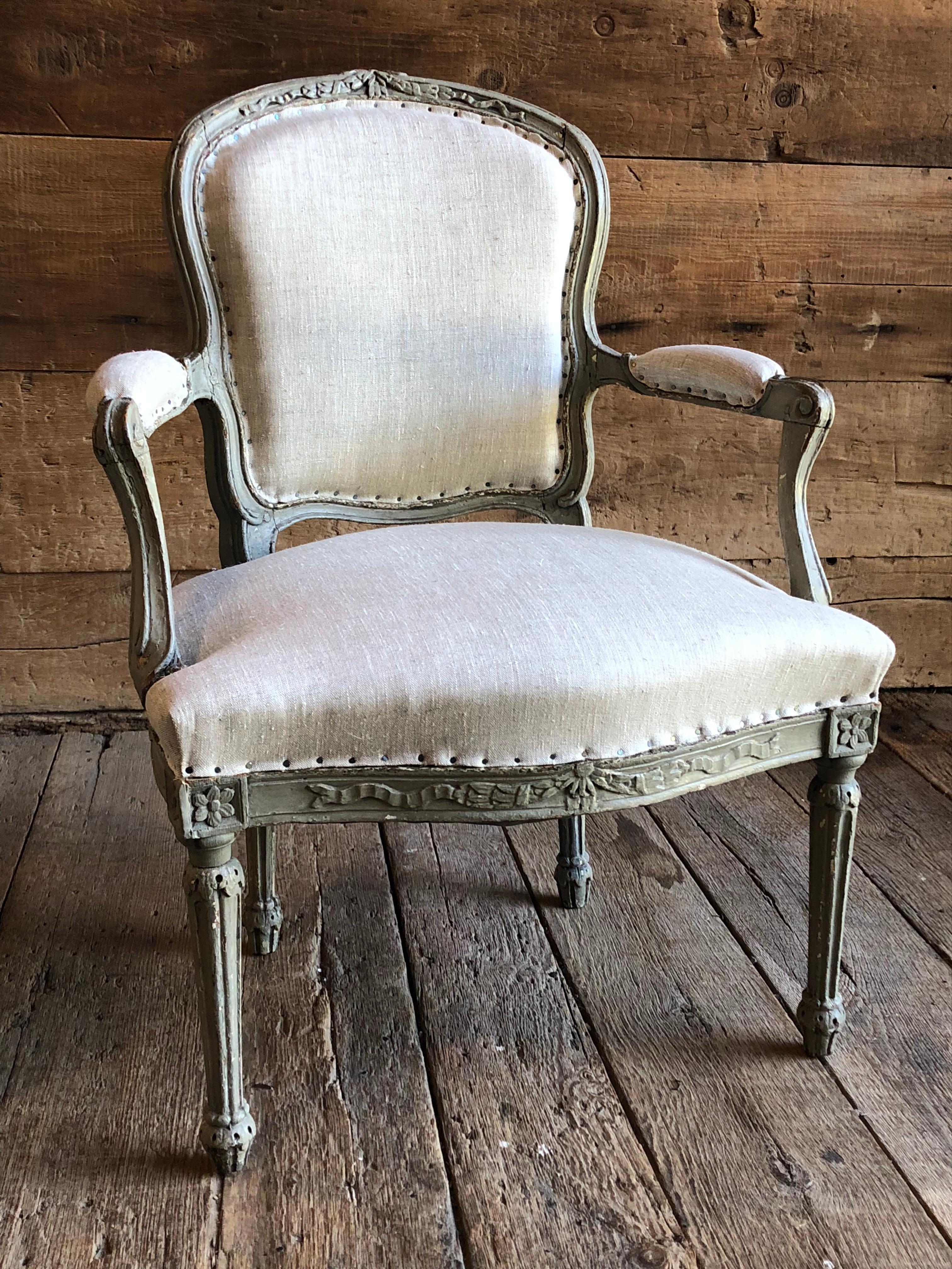 Painted Matched Pair of Louis XVI Armchairs, 1780s