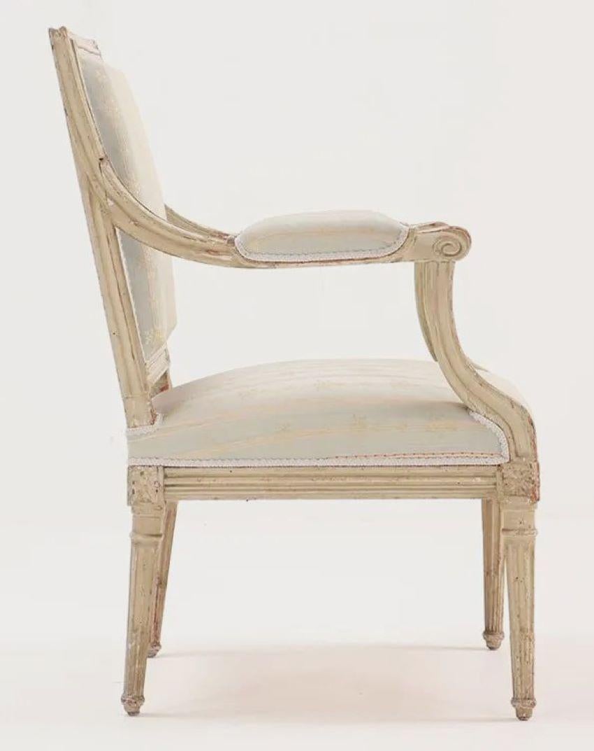 French Matched Pair of Louis XVI Armchairs, 18th C., Signed AP Dupain For Sale