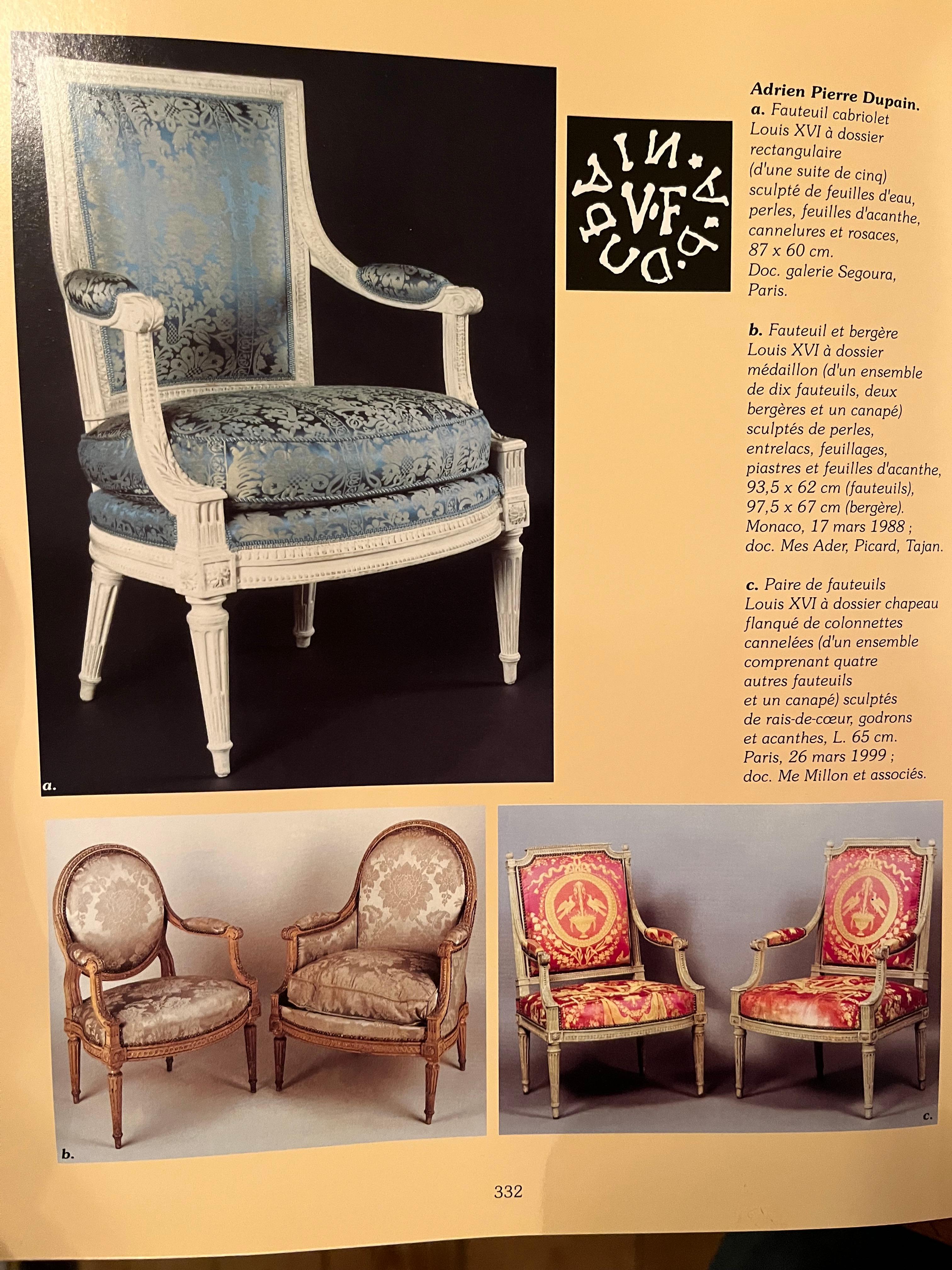 Matched Pair of Louis XVI Armchairs, 18th C., Signed AP Dupain For Sale 1