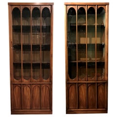 Matched Pair of Mahogany Midcentury China Cabinets or Bookcases