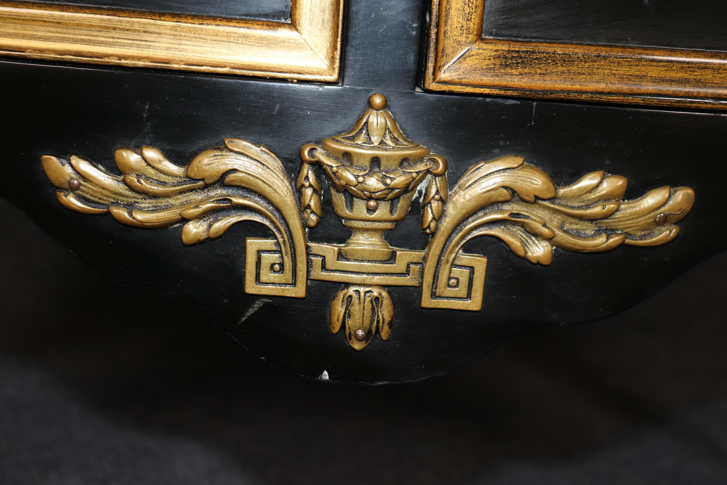 Matched Pair of Maison Jansen style Ebonized and Gilded Louis XV Commodes For Sale 5