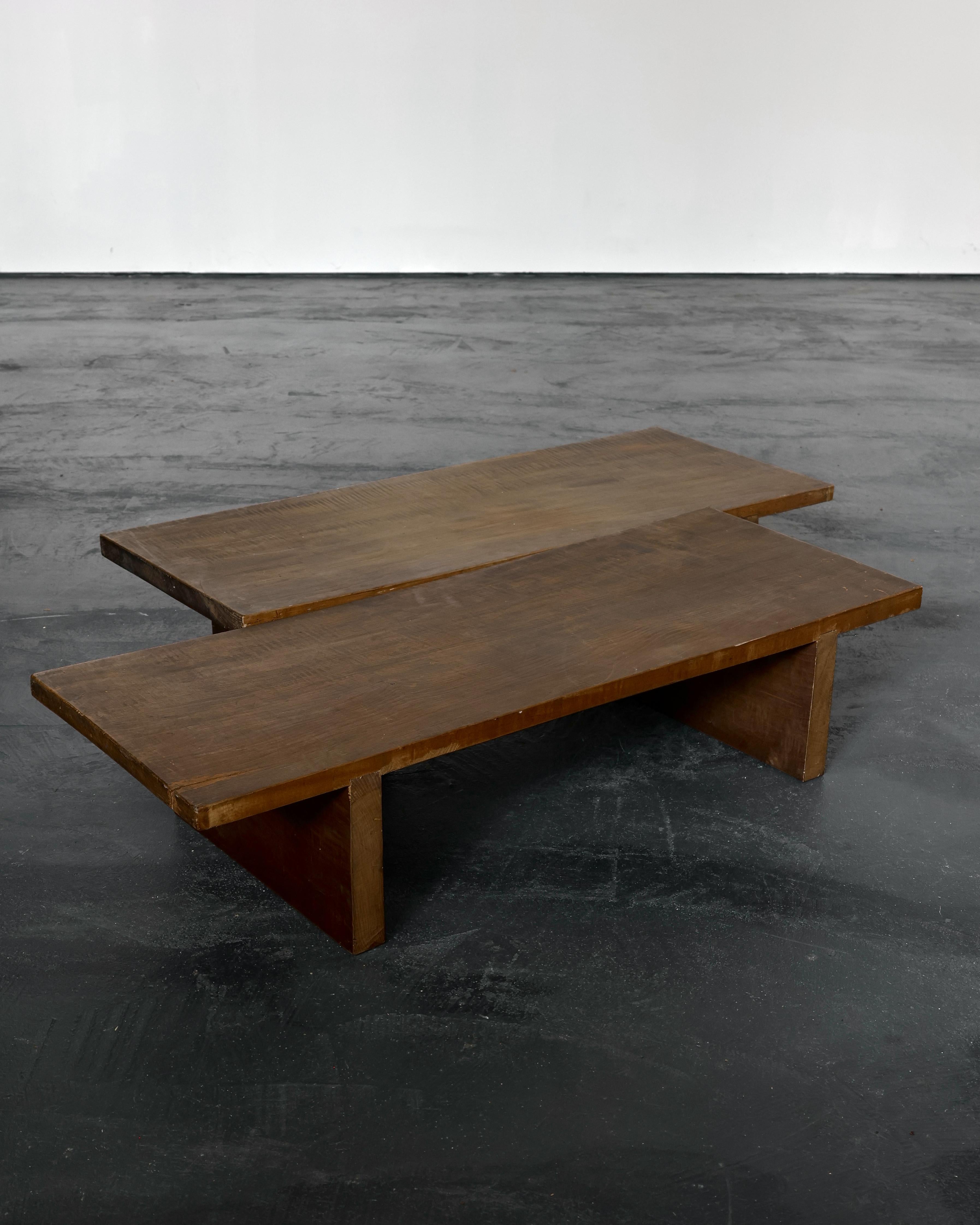 19th Century Matched Pair Of Meiji Period Wabi Sabi Japanese Low Tables For Sale