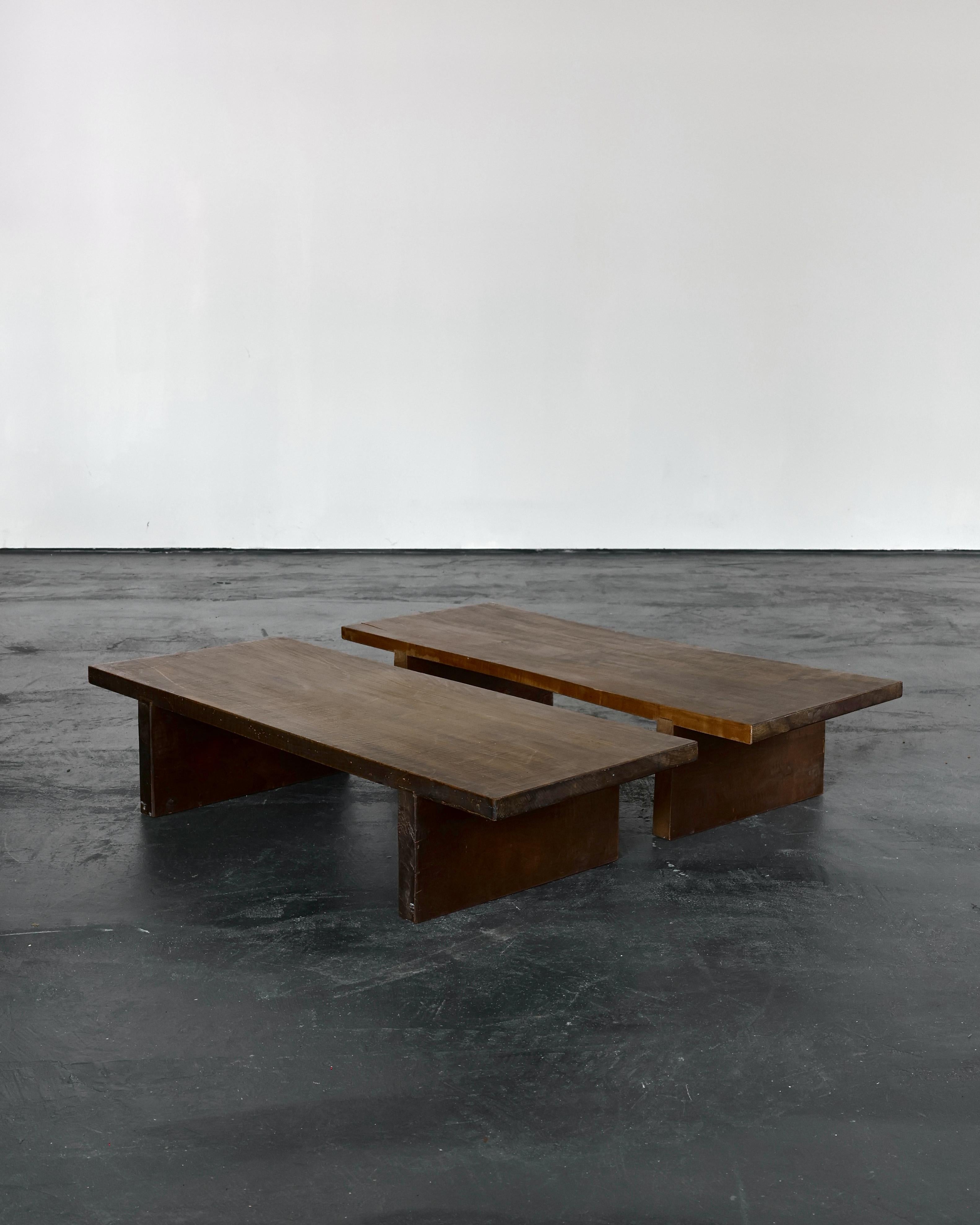 Matched Pair Of Meiji Period Wabi Sabi Japanese Low Tables For Sale 3
