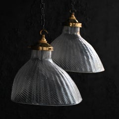 Matched Pair of Mid-20th Century Asymmetrical Glass lights