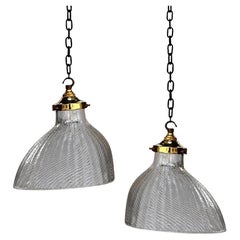 Matched Pair of Mid-20th Century Asymmetrical Glass lights