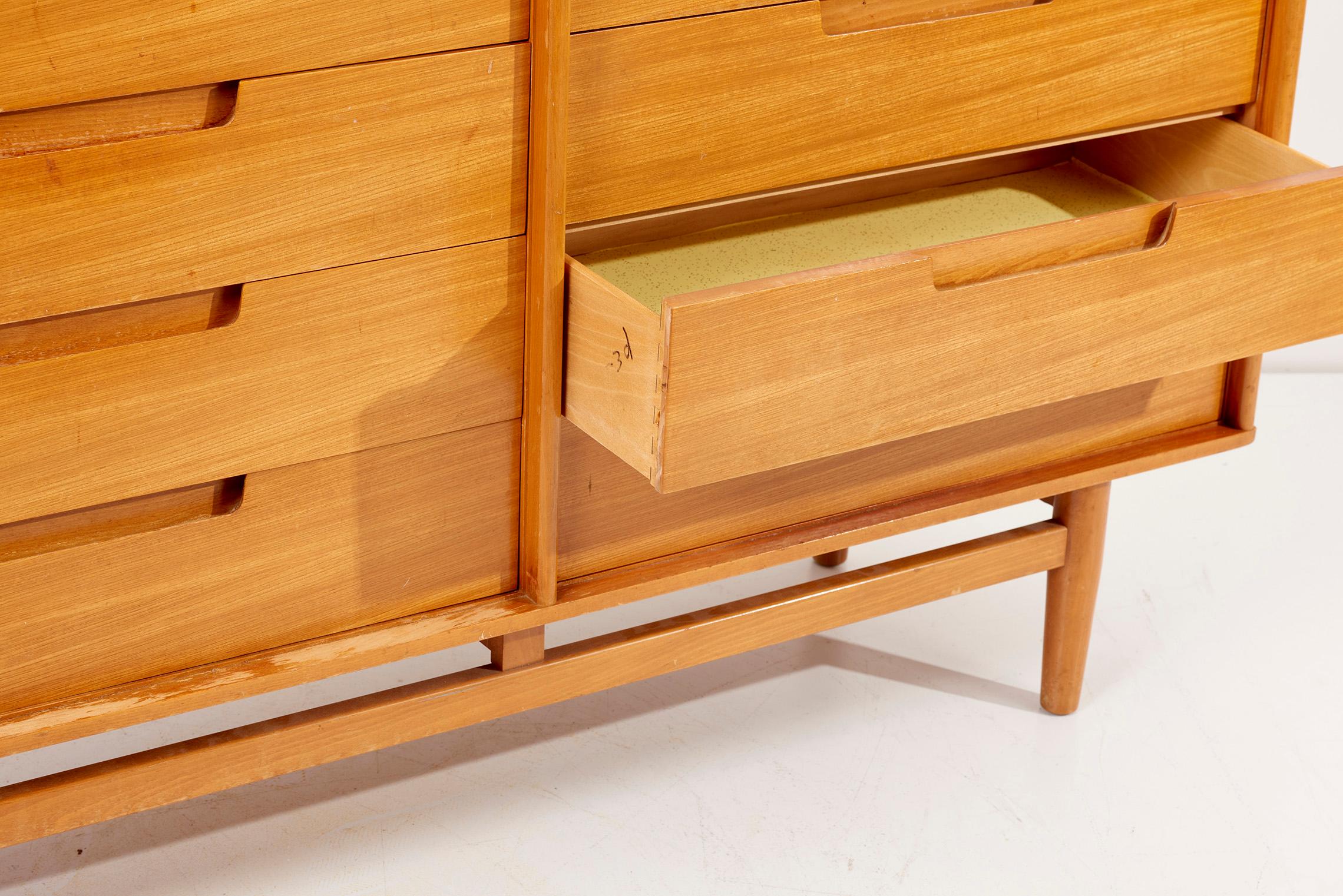 Wood Matched Pair of Milo Baughman Dressers for Drexel, USA, 1950s