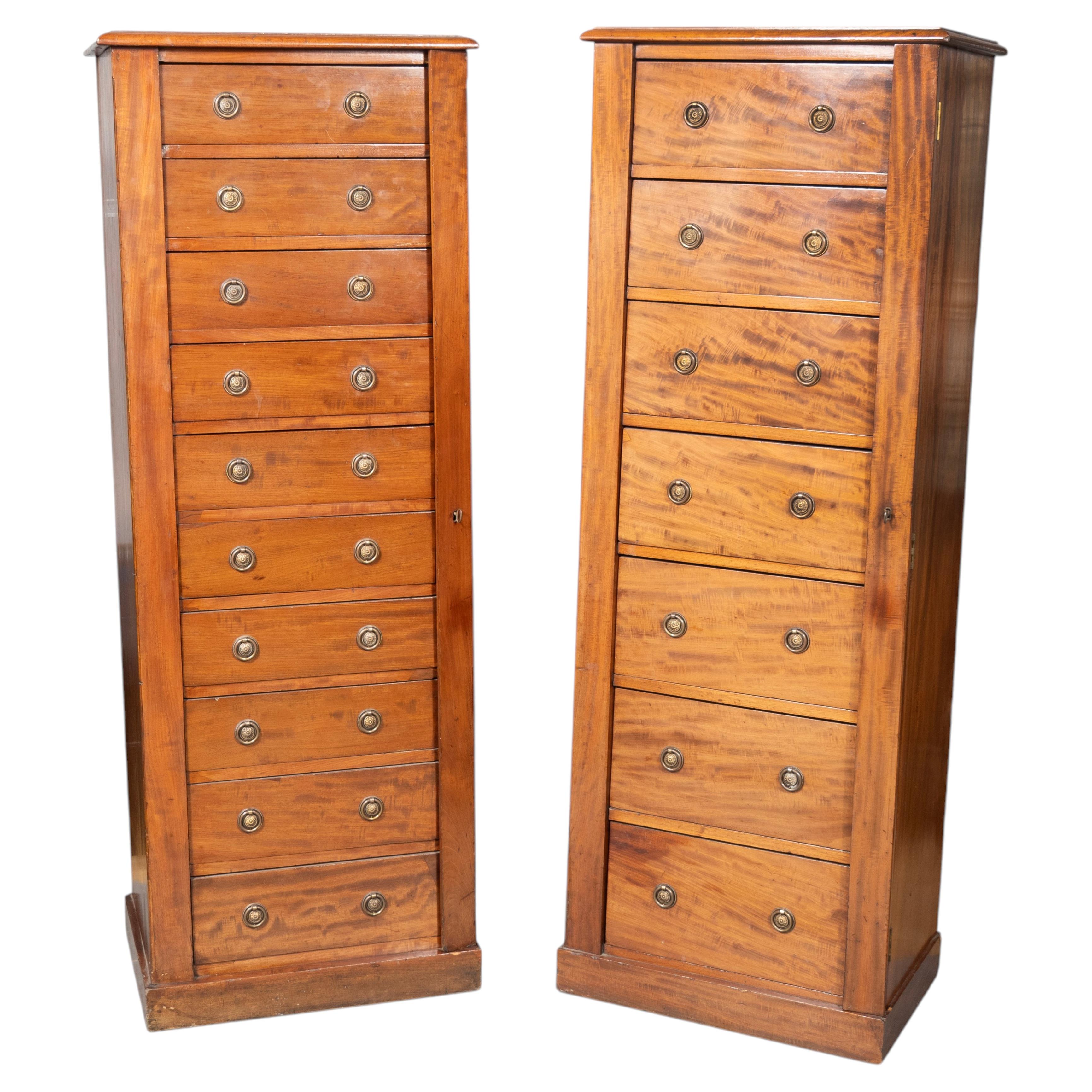 Matched Pair Of Regency Mahogany Wellington Chests For Sale