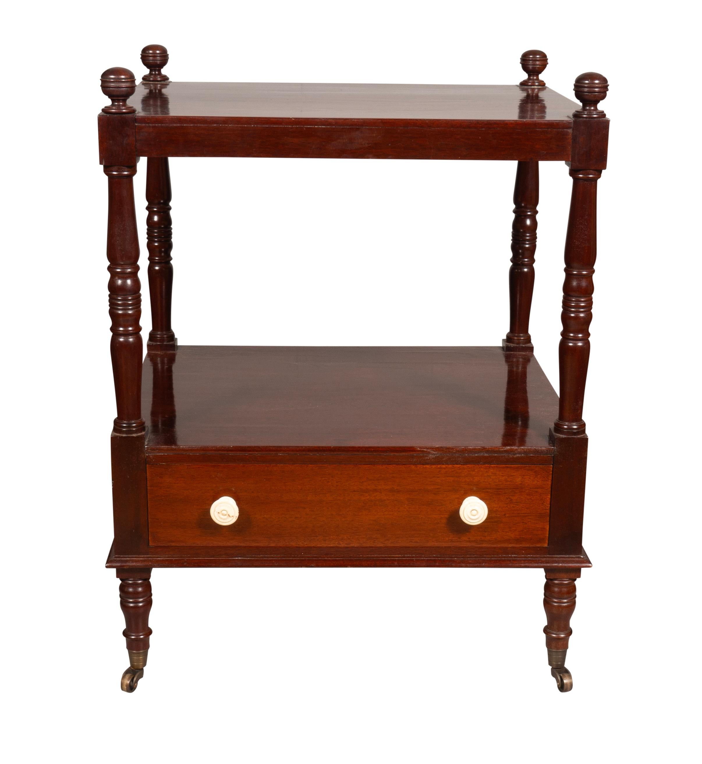 English Matched Pair Of Regency Style Mahogany End Tables For Sale