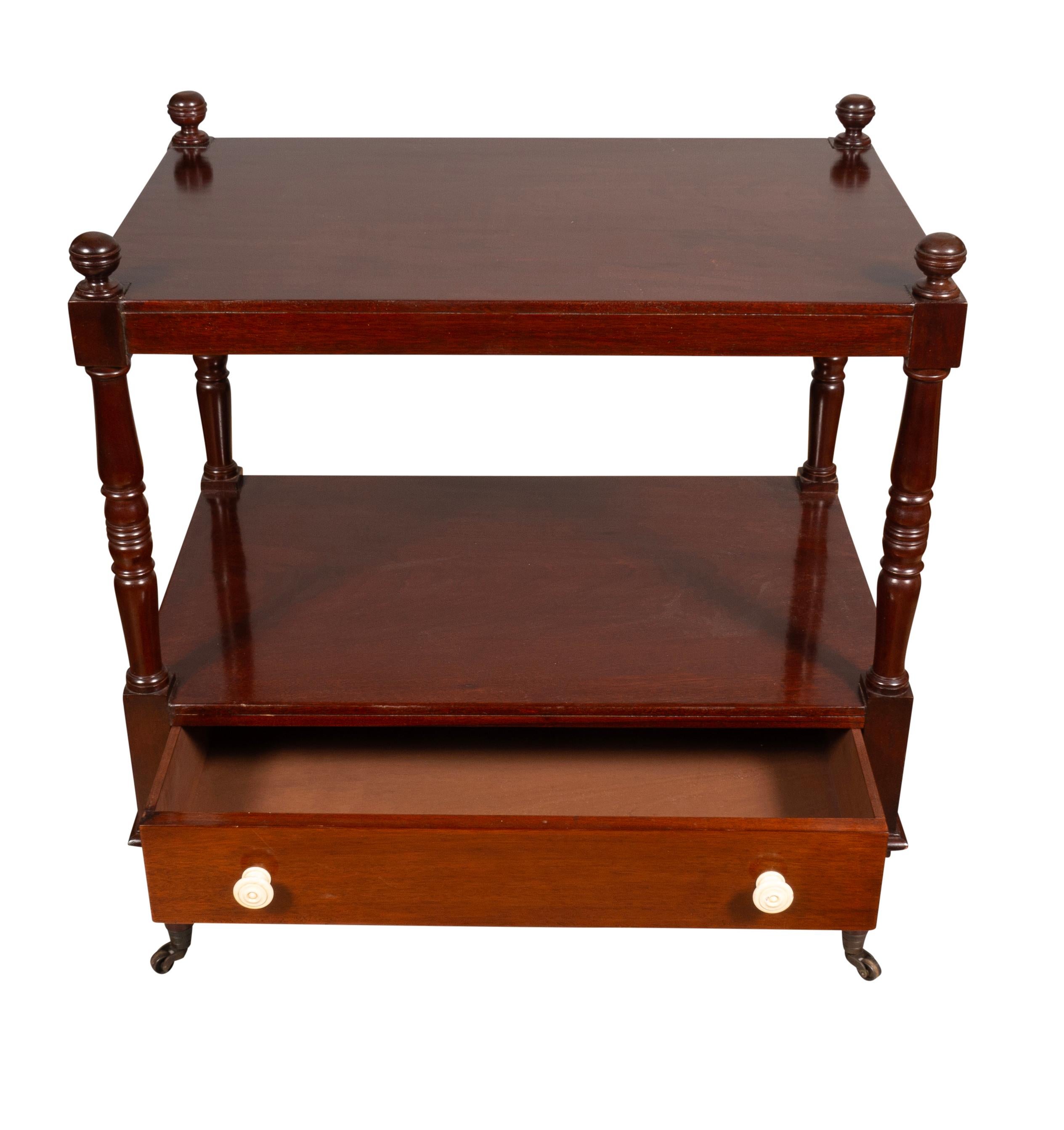 Matched Pair Of Regency Style Mahogany End Tables In Good Condition For Sale In Essex, MA