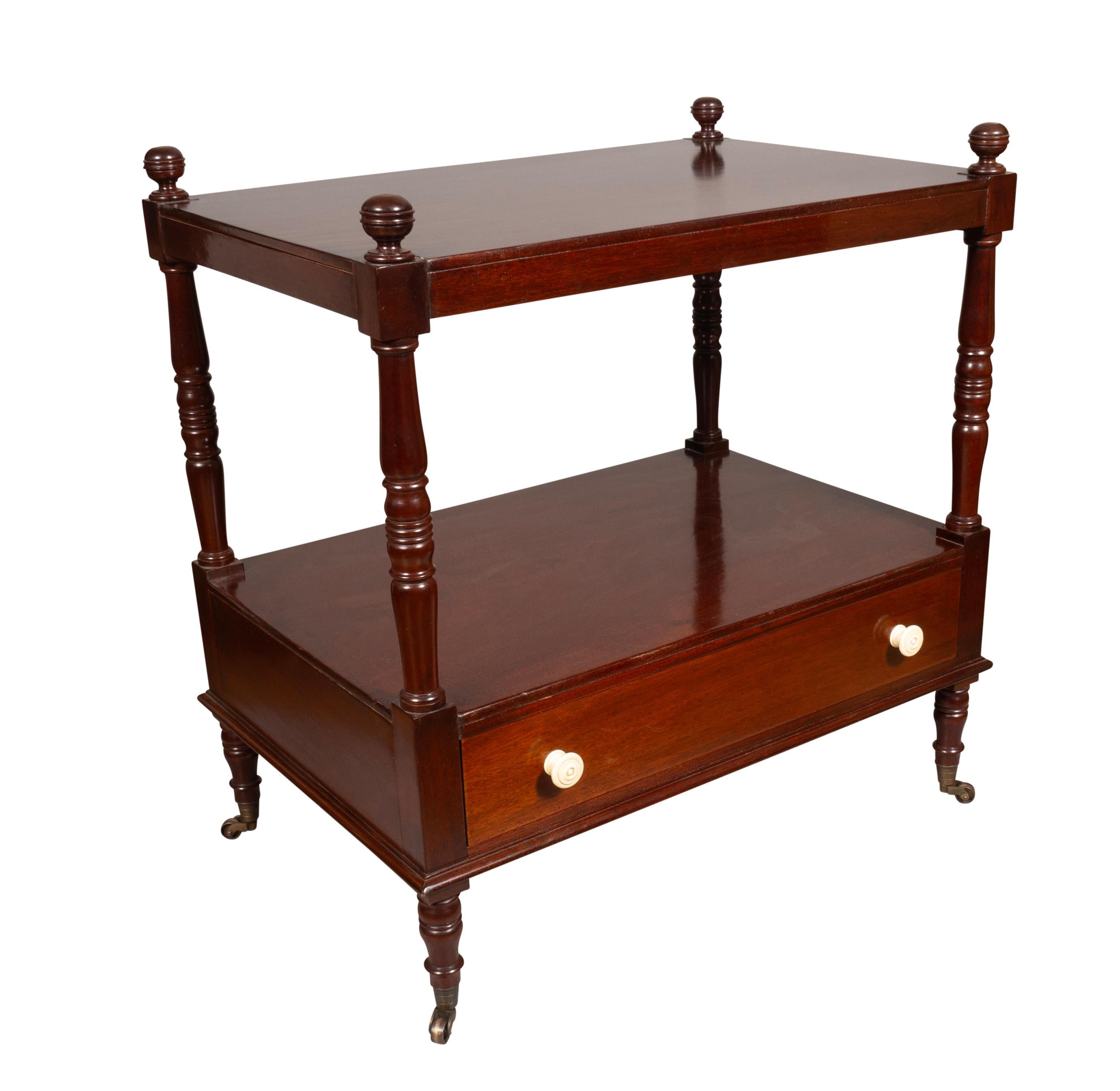 Mid-20th Century Matched Pair Of Regency Style Mahogany End Tables For Sale