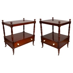 Vintage Matched Pair Of Regency Style Mahogany End Tables