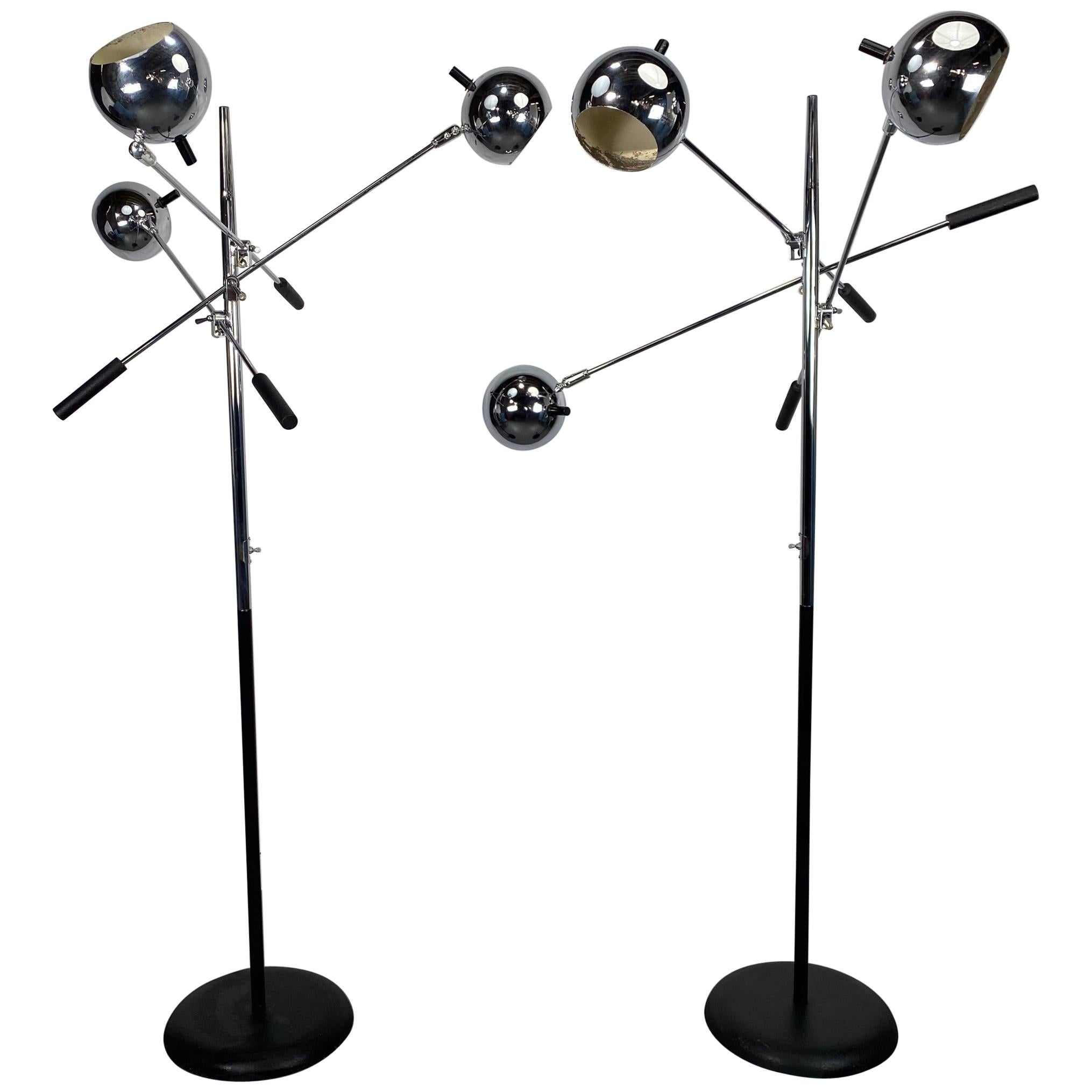 Matched Pair of Robert Sonneman Triennale Eyegball Orbiter Floor Lamps