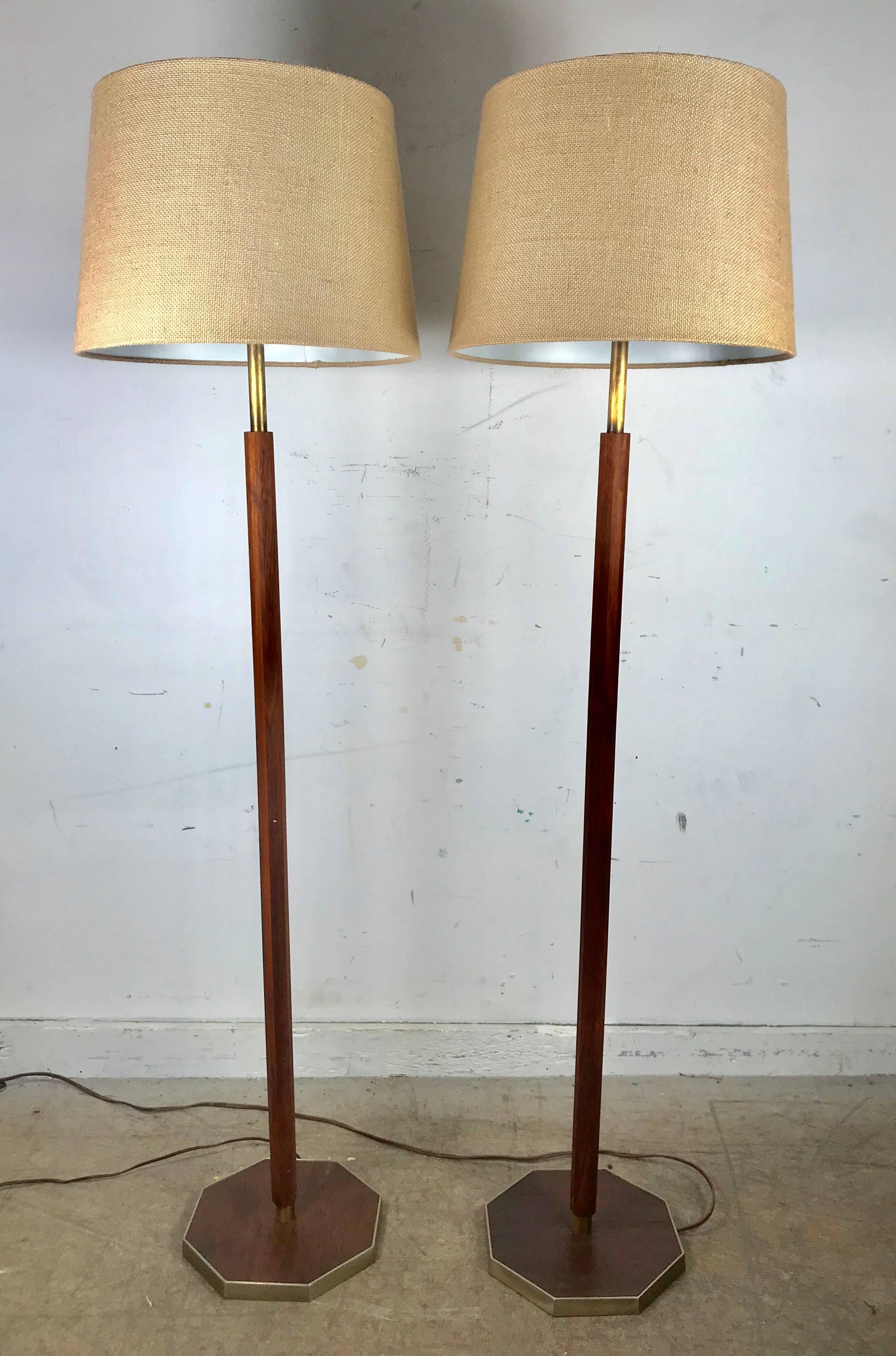 Matched Pair of Rosewood and Aluminium Modernist Floor Lamps 1