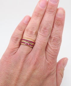 Matched Pair of Ruby Eternity Bands in 18K Gold
